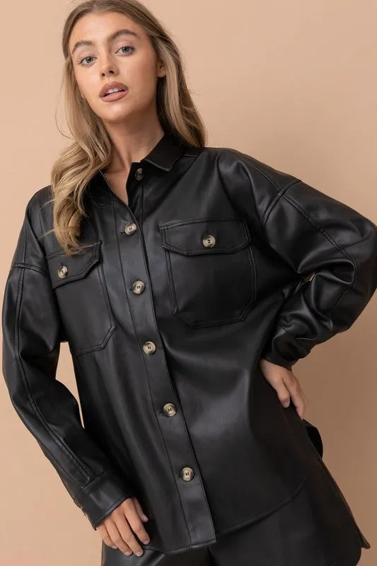 Pleather Oversized Shacket