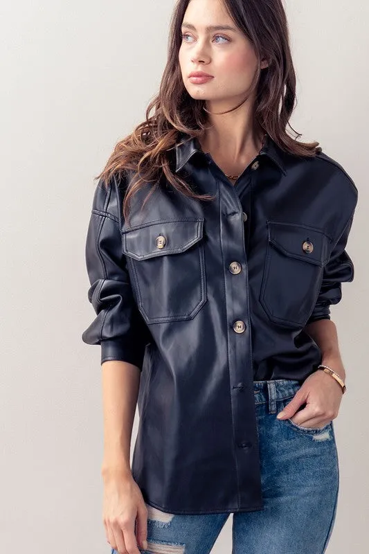 Pleather Oversized Shacket