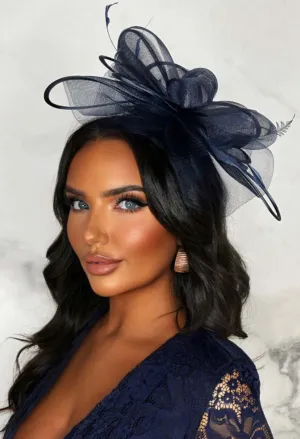 Romantic Heart Navy Veil Fascinator