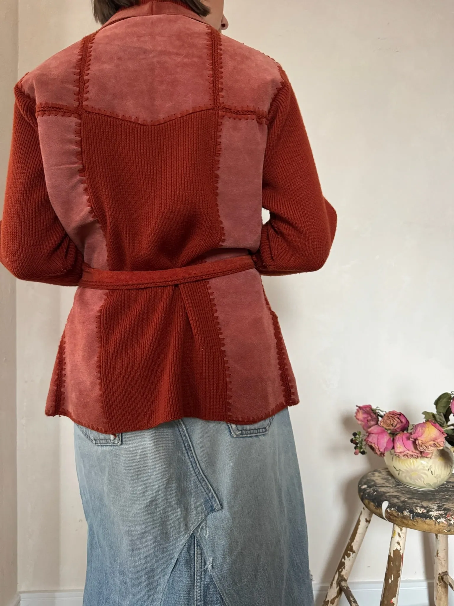 Rust Suede Knit Shacket