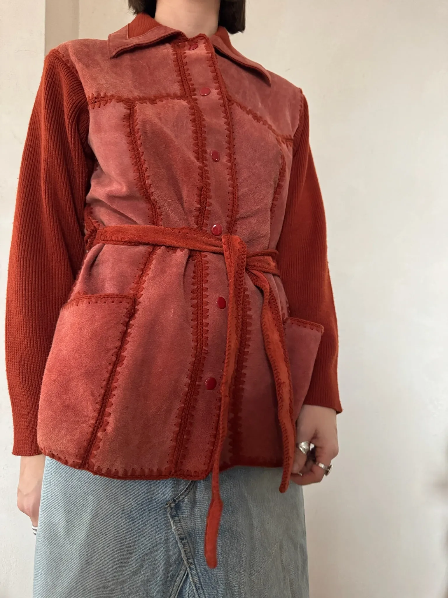 Rust Suede Knit Shacket