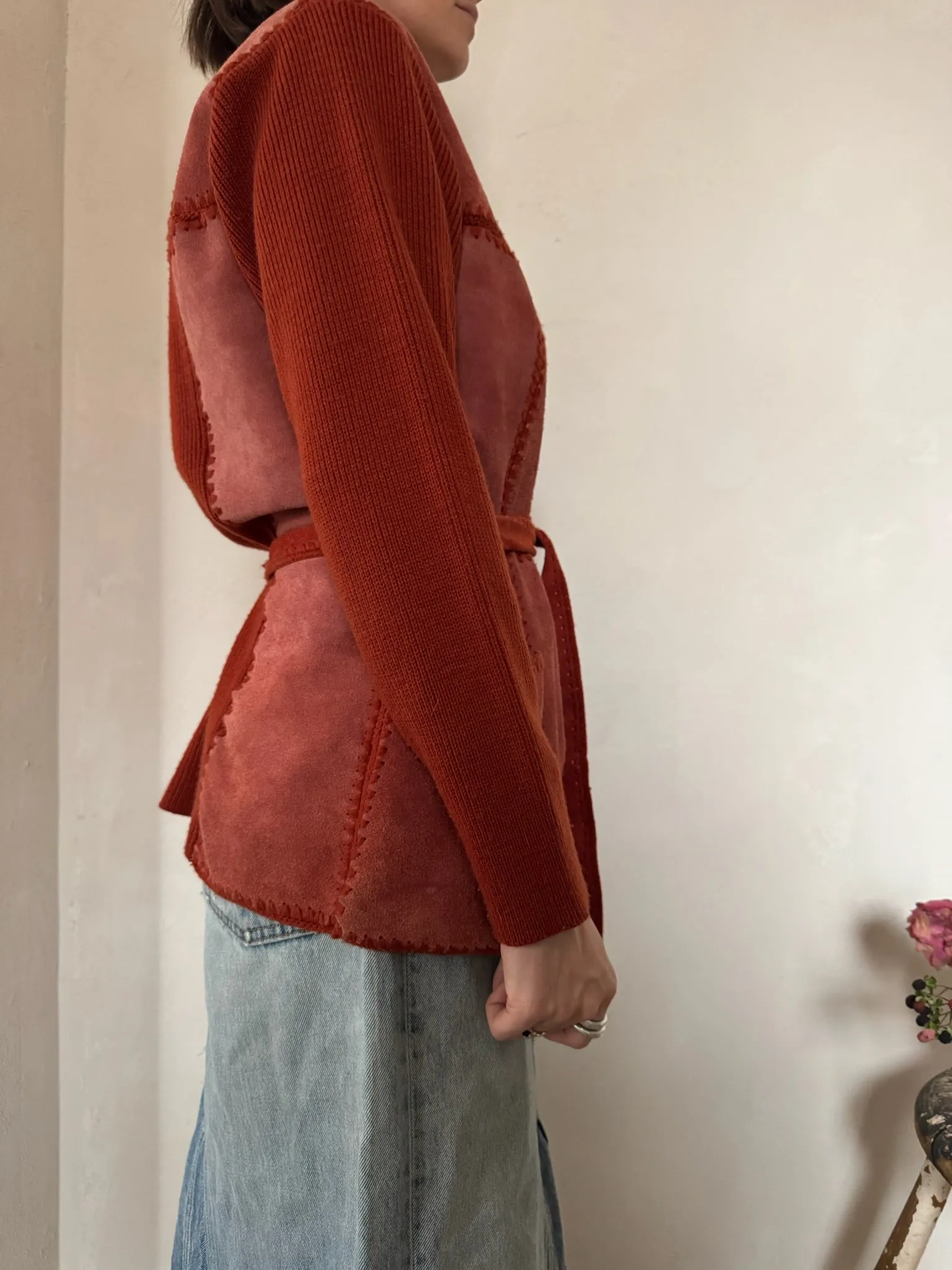 Rust Suede Knit Shacket