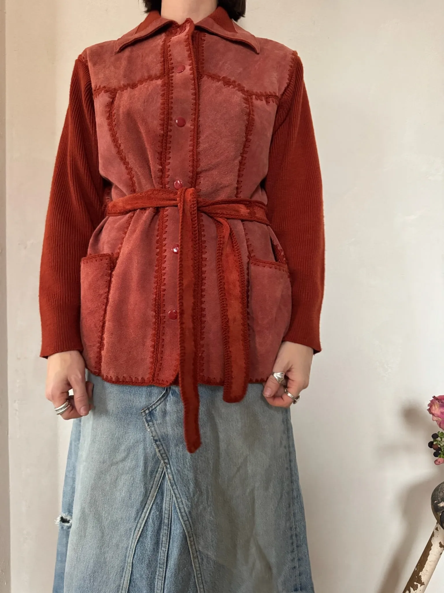 Rust Suede Knit Shacket