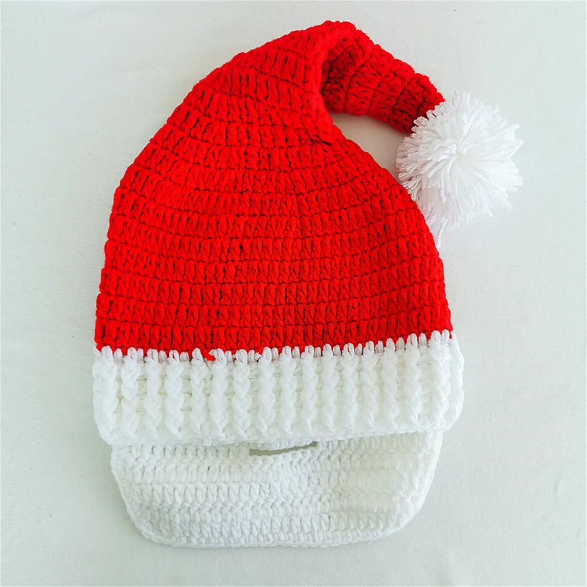 Santa's Hat Beanie Winter Soft Warm Hand Knitted Cap Christmas Bearded Hat for Men