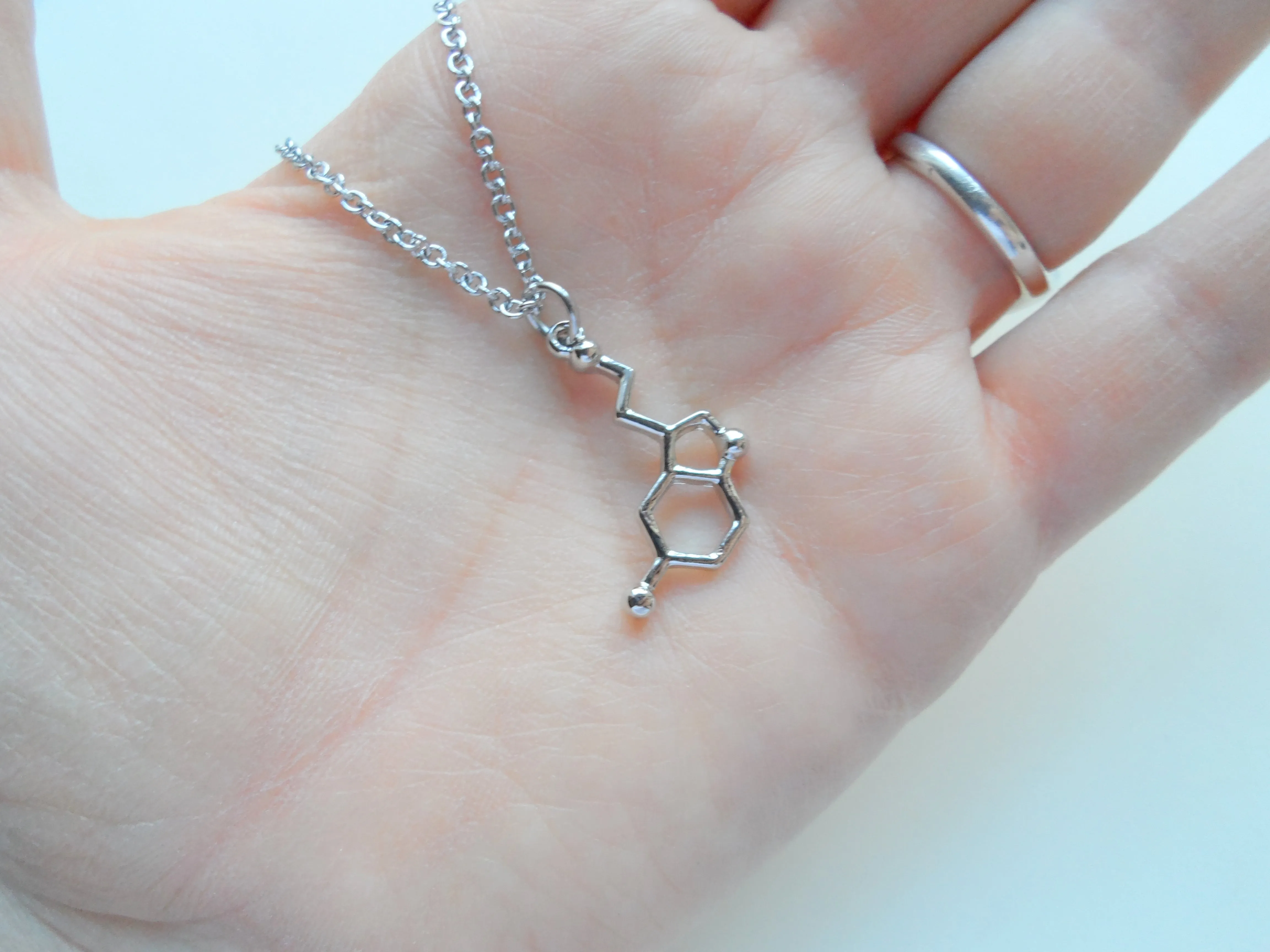 Serotonin Molecule Charm Necklace