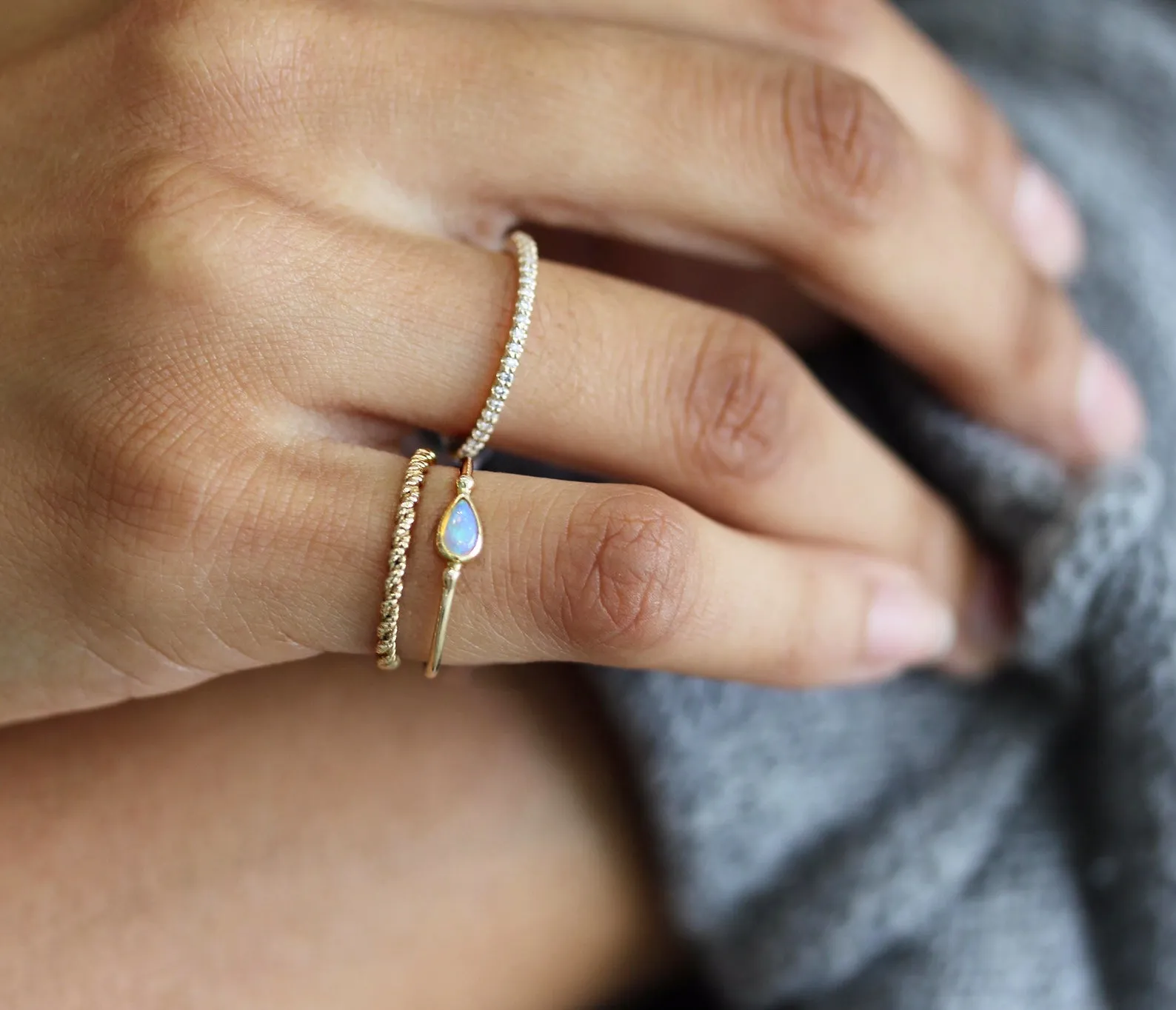 SIDEWAYS OPAL TEARDROP RING
