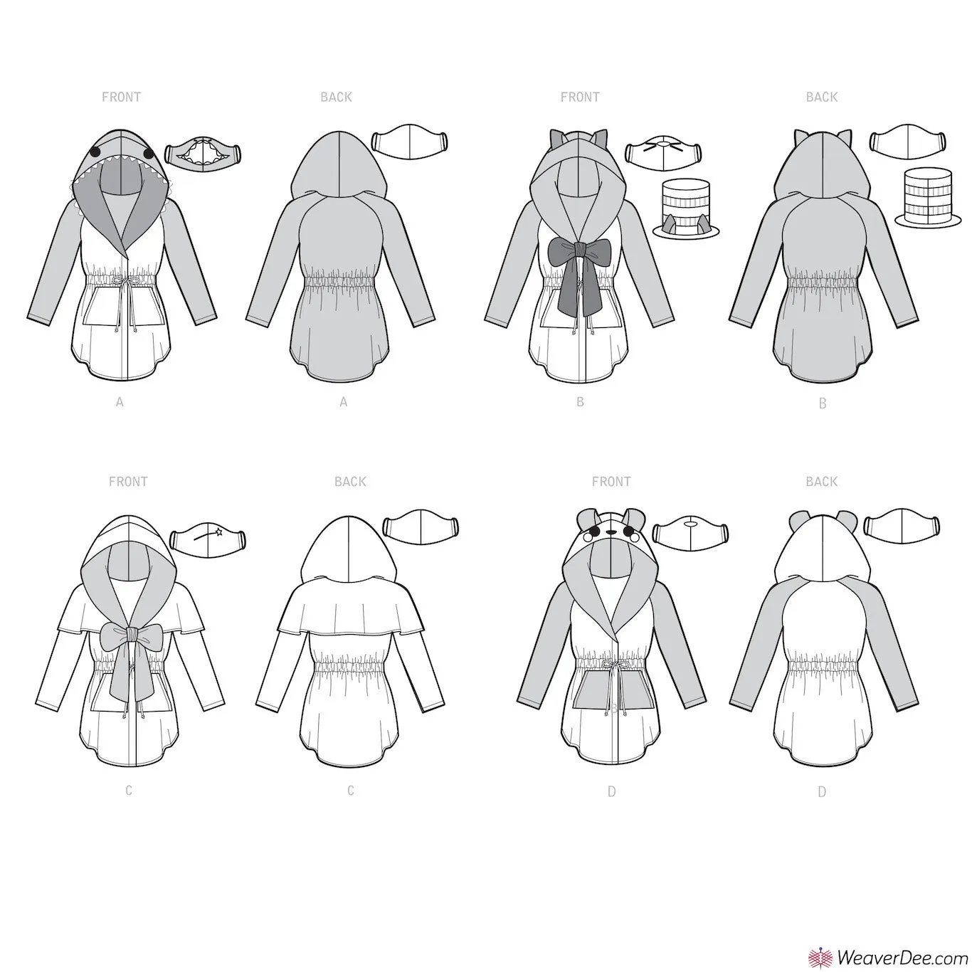 Simplicity Pattern S9354 Misses' Costumes - Shark, Panda, Cat, Fairy Godmother