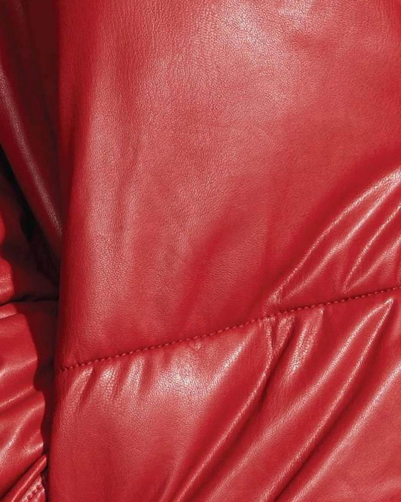 Terri Vegan Leather Puffer Jacket | Red