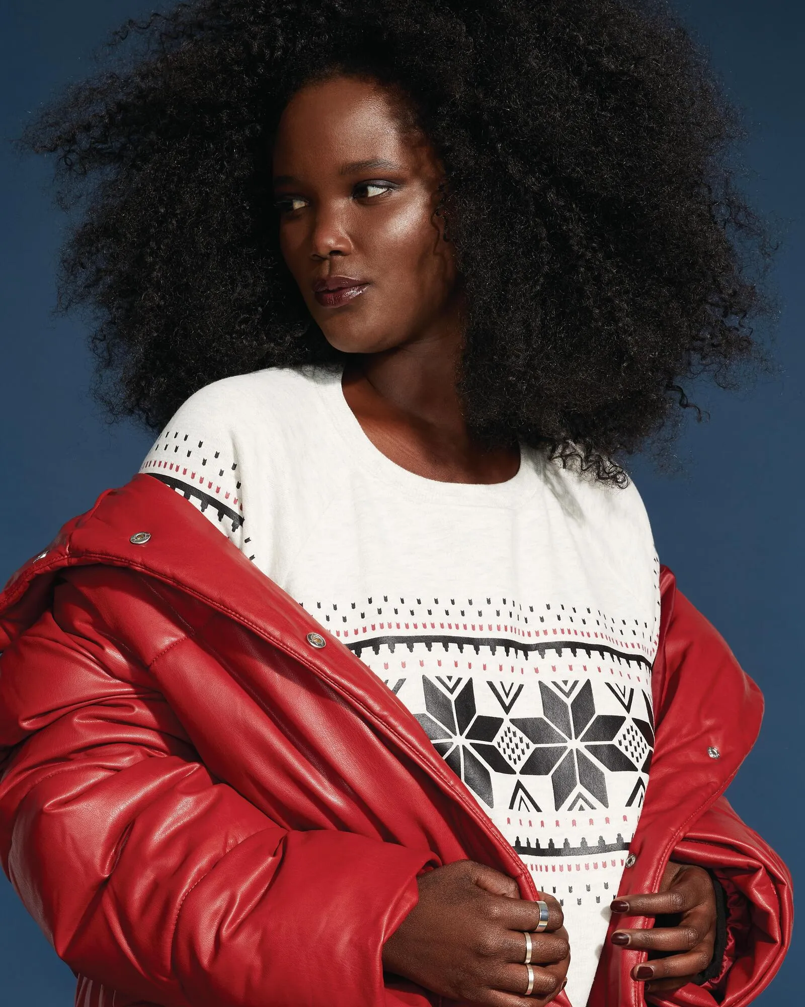Terri Vegan Leather Puffer Jacket | Red