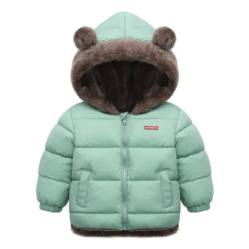 Trendy Kids' Bear Ear Puffer Jacket for Fall & Winter