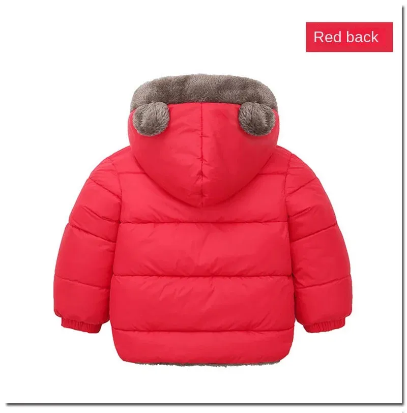Trendy Kids' Bear Ear Puffer Jacket for Fall & Winter