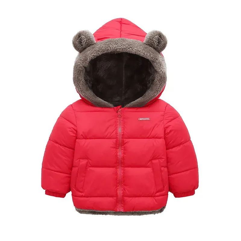 Trendy Kids' Bear Ear Puffer Jacket for Fall & Winter