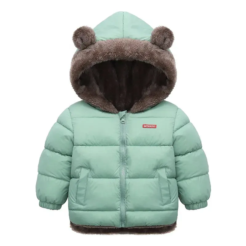 Trendy Kids' Bear Ear Puffer Jacket for Fall & Winter