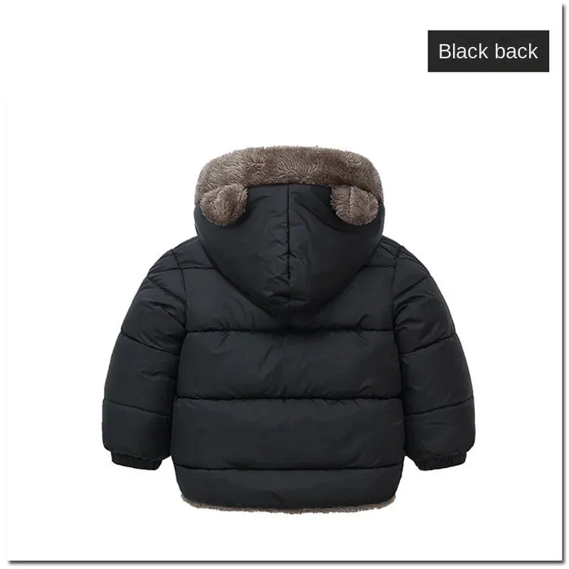 Trendy Kids' Bear Ear Puffer Jacket for Fall & Winter