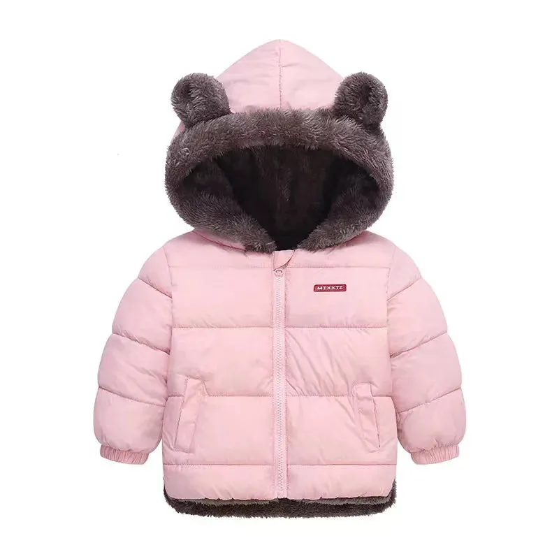 Trendy Kids' Bear Ear Puffer Jacket for Fall & Winter