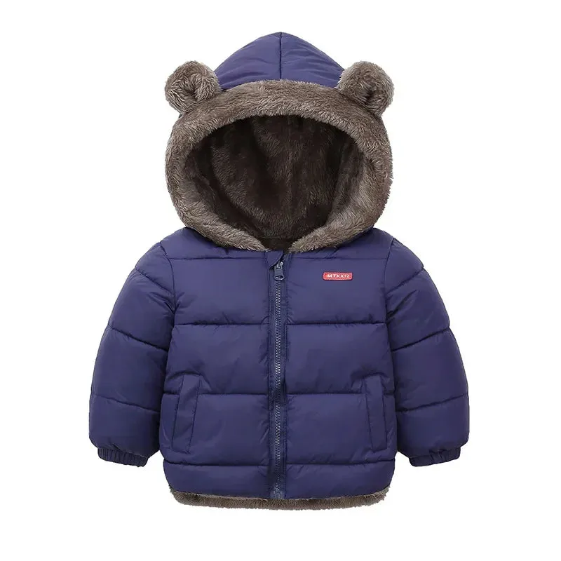 Trendy Kids' Bear Ear Puffer Jacket for Fall & Winter