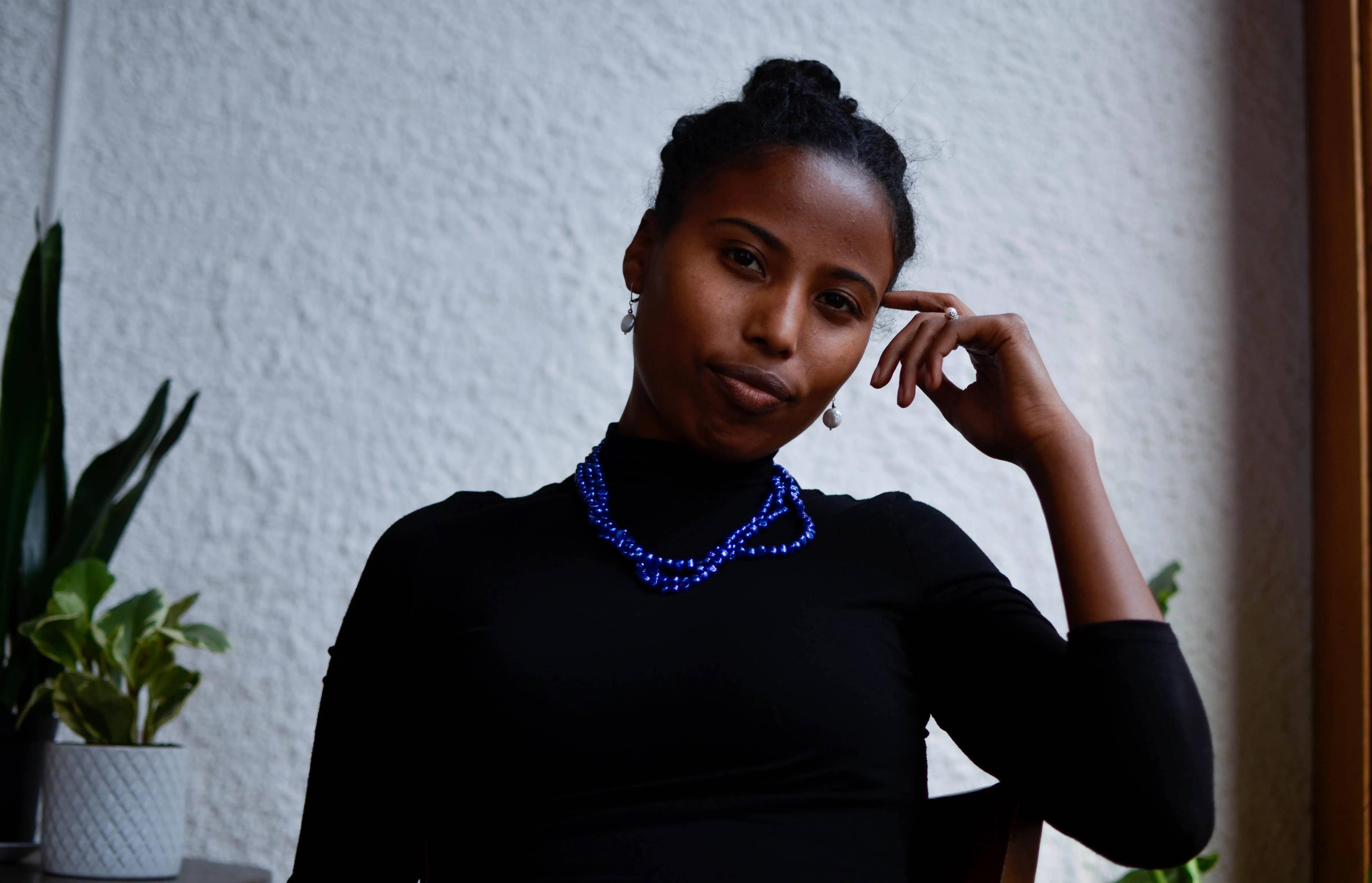 Triple Strand Blue Baroque Pearl Necklace