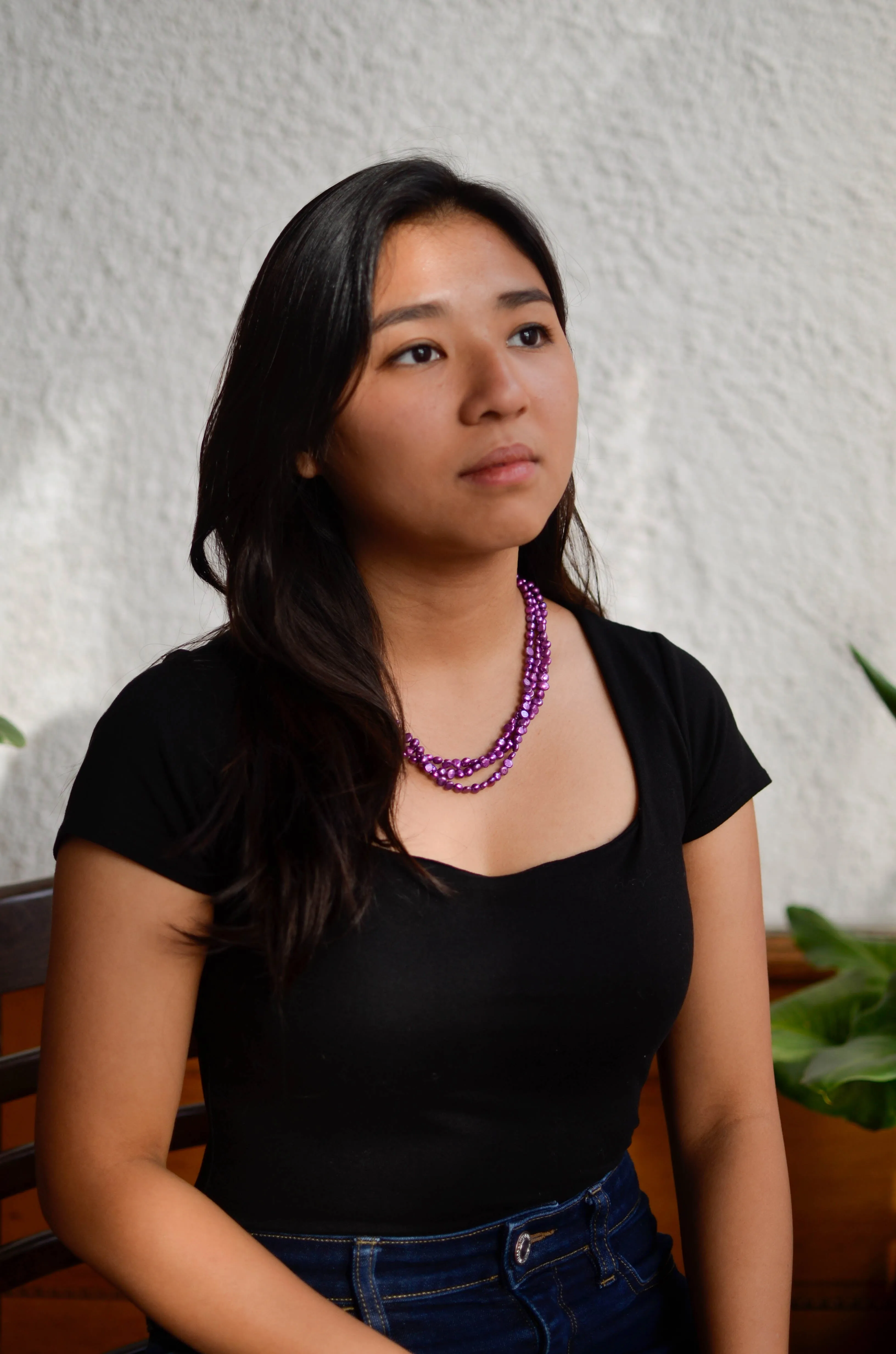 Triple Strand Magenta Baroque Pearl Necklace