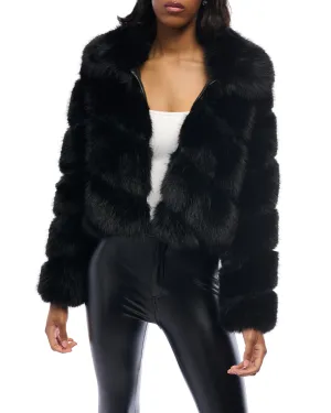 TUMI-BLK FAUX FUR JACKET