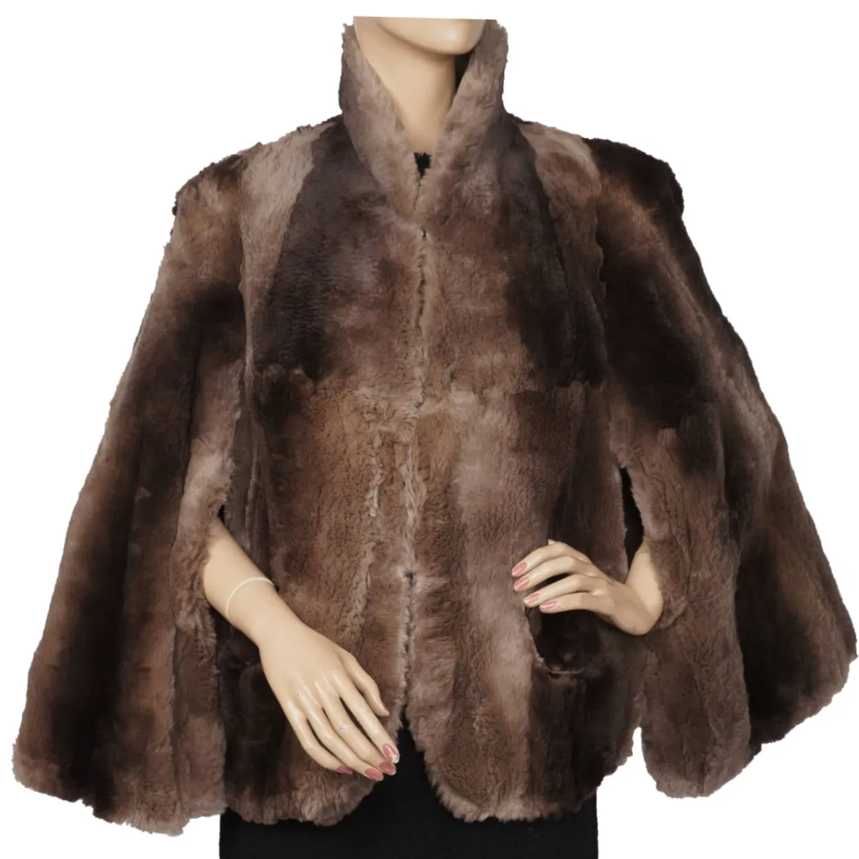 Vintage 1940s Sheared Beaver Fur Cape Size M