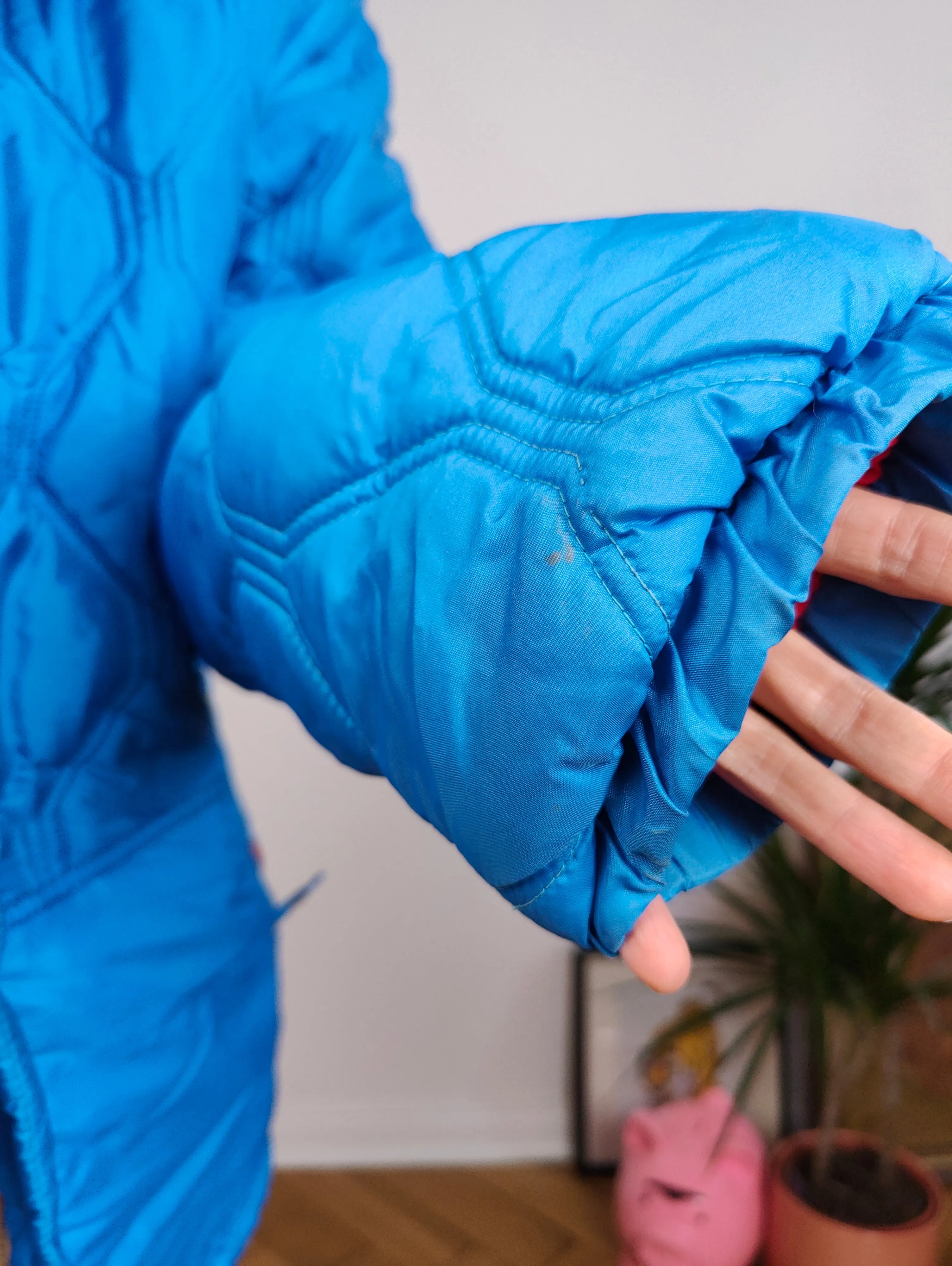 Vintage blue red puffer jacket coat winter Blue Sky sport M