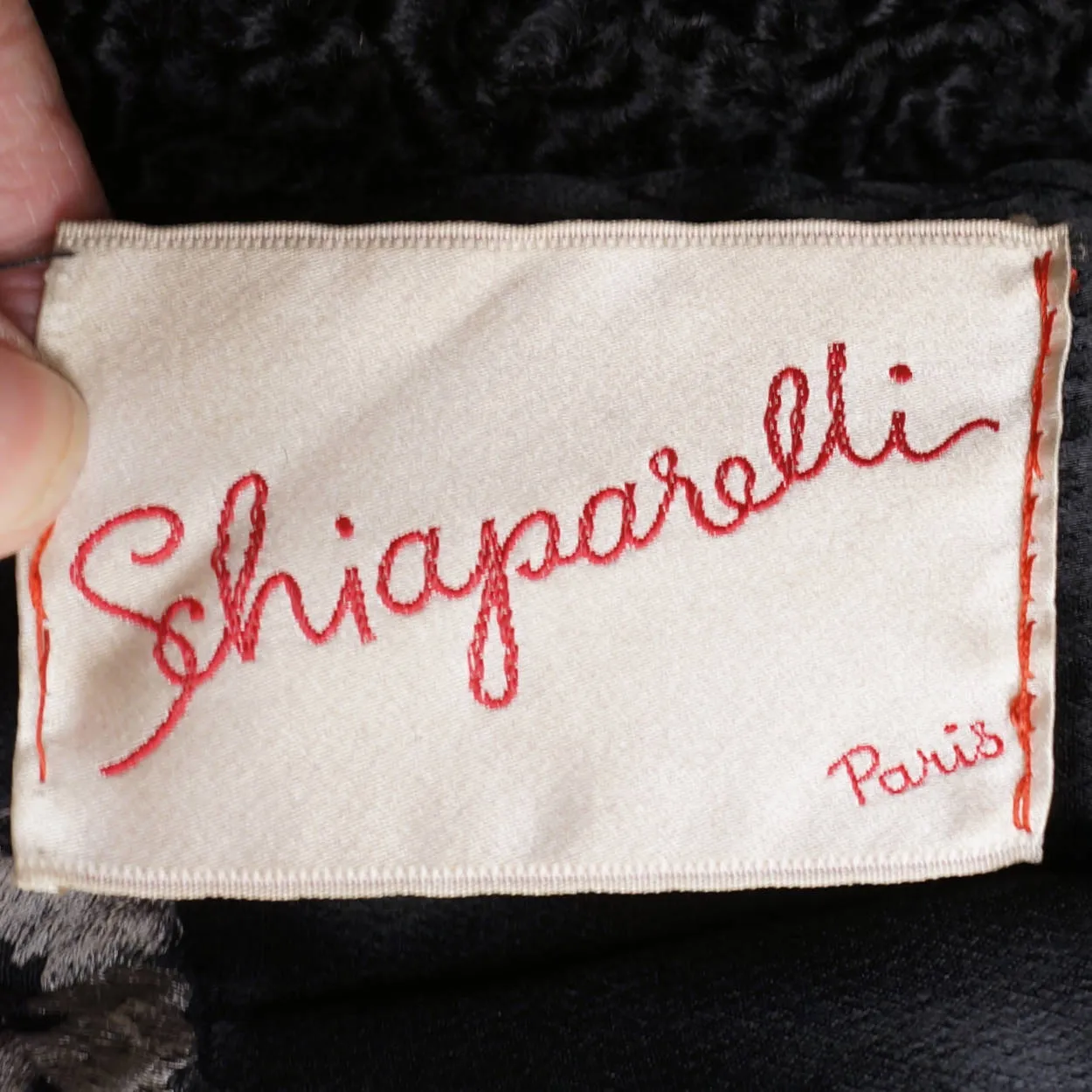 Vintage Schiaparelli Paris Black Curly Lamb Fur Jacket 1950s Glamour