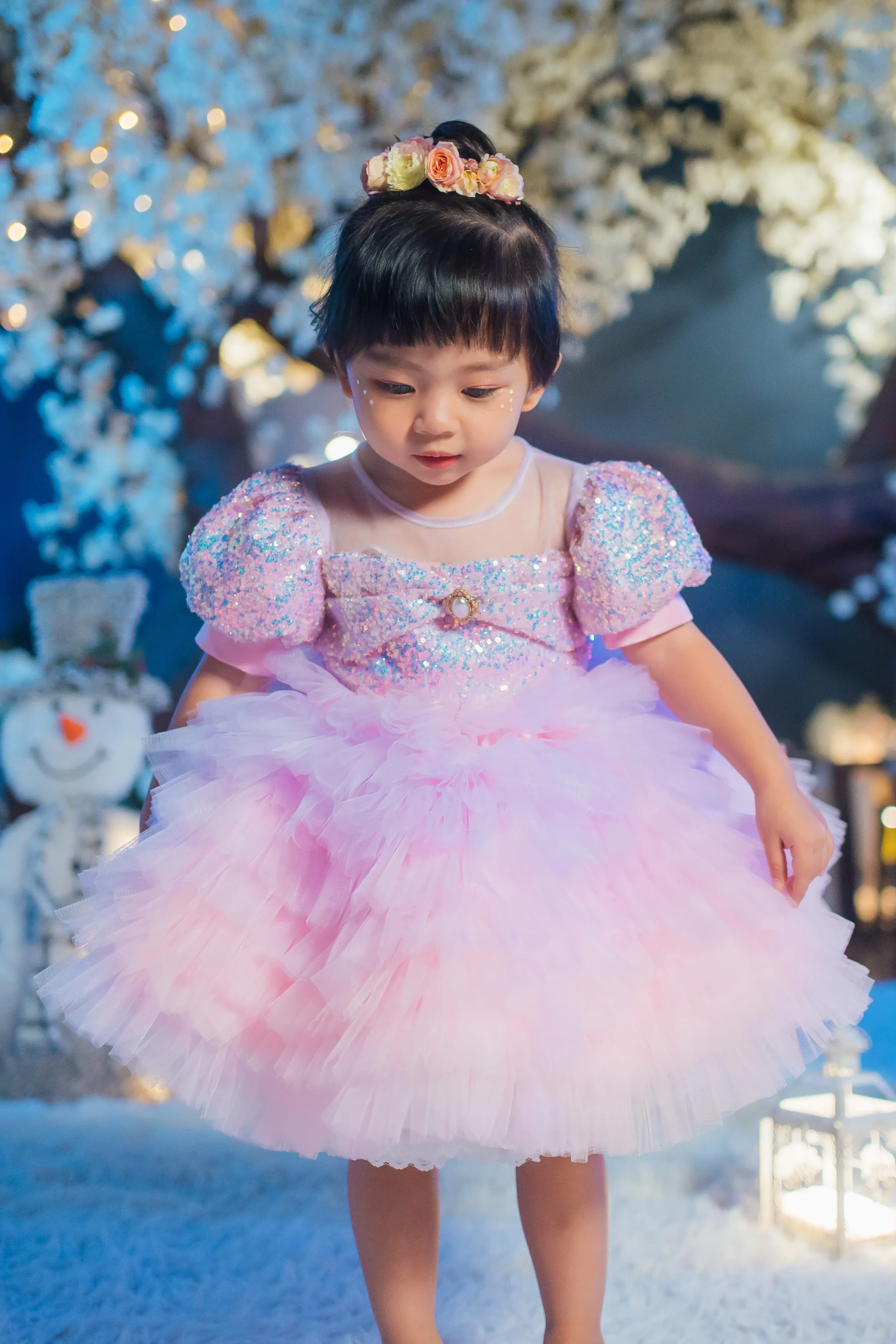 White Sugar Plum Fairy Ombre Tulle Dress