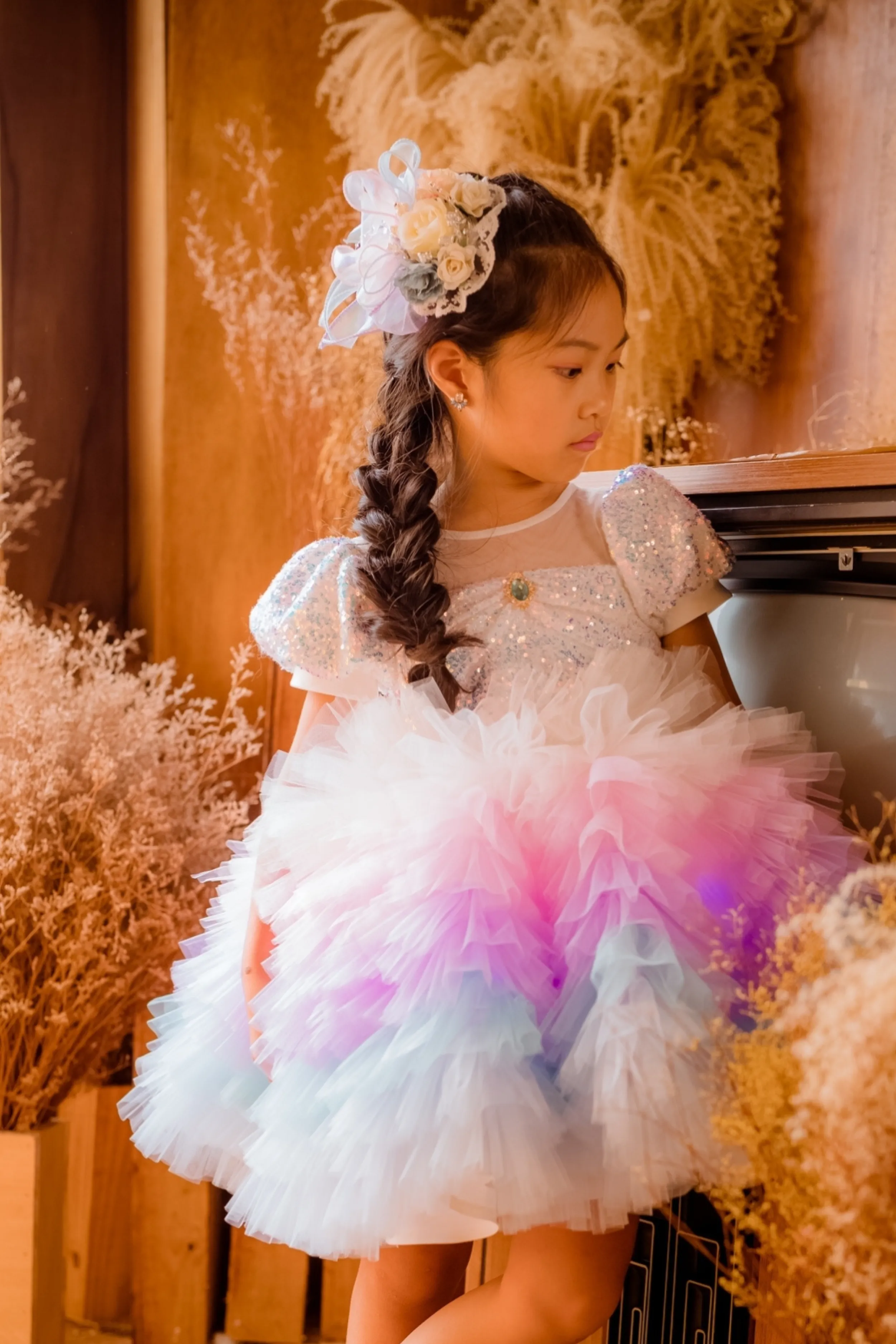 White Sugar Plum Fairy Ombre Tulle Dress