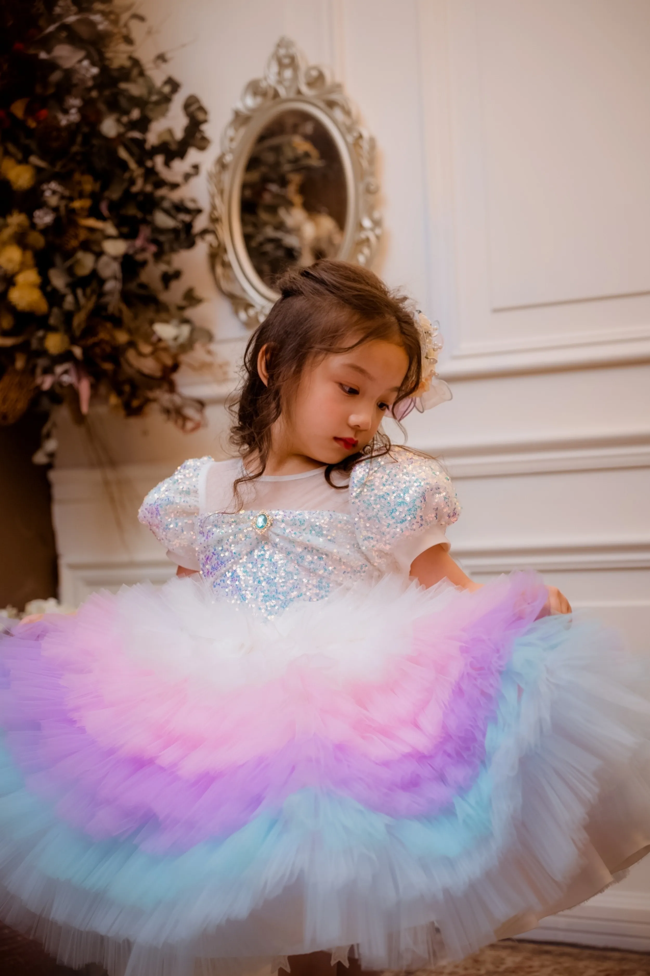 White Sugar Plum Fairy Ombre Tulle Dress