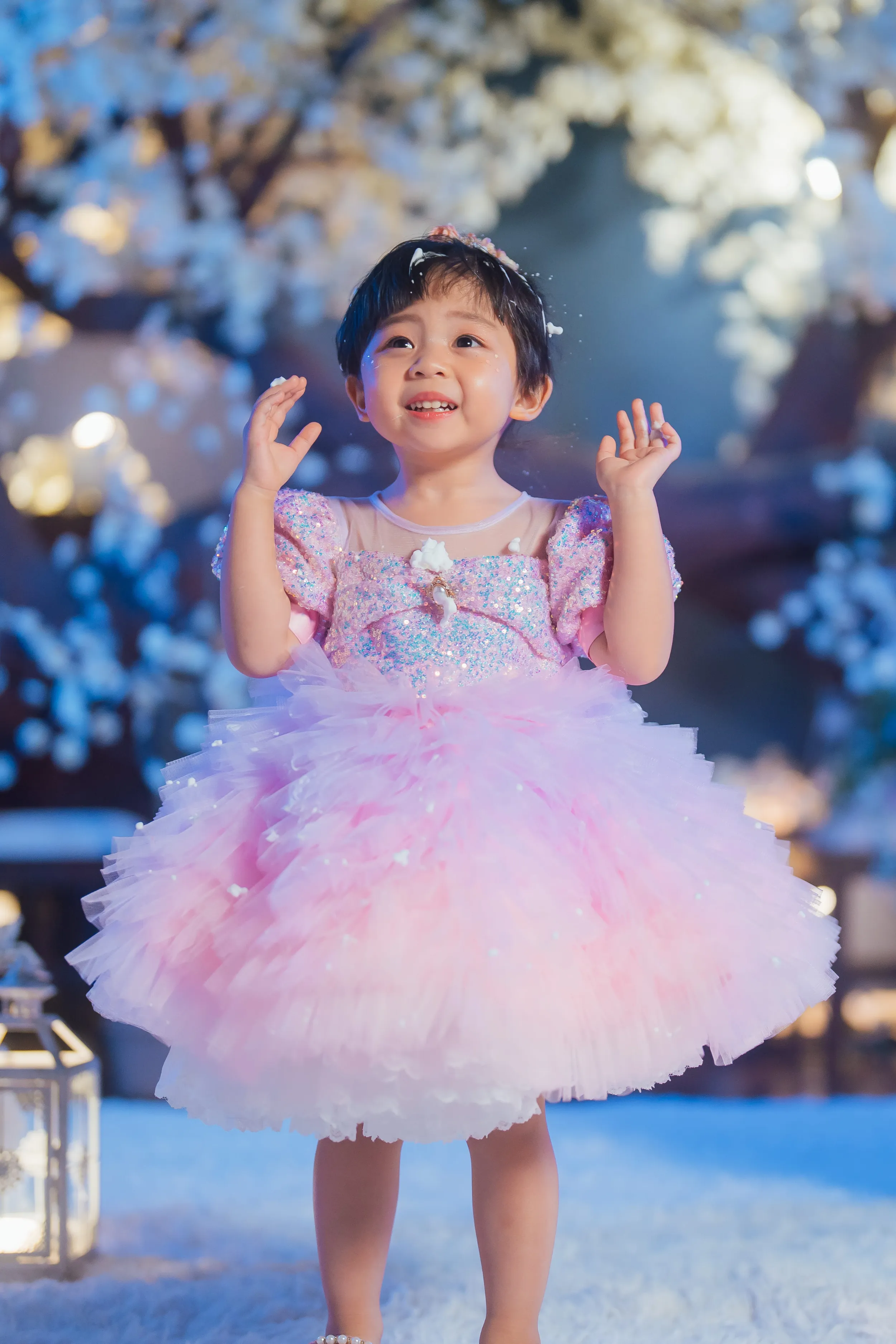 White Sugar Plum Fairy Ombre Tulle Dress
