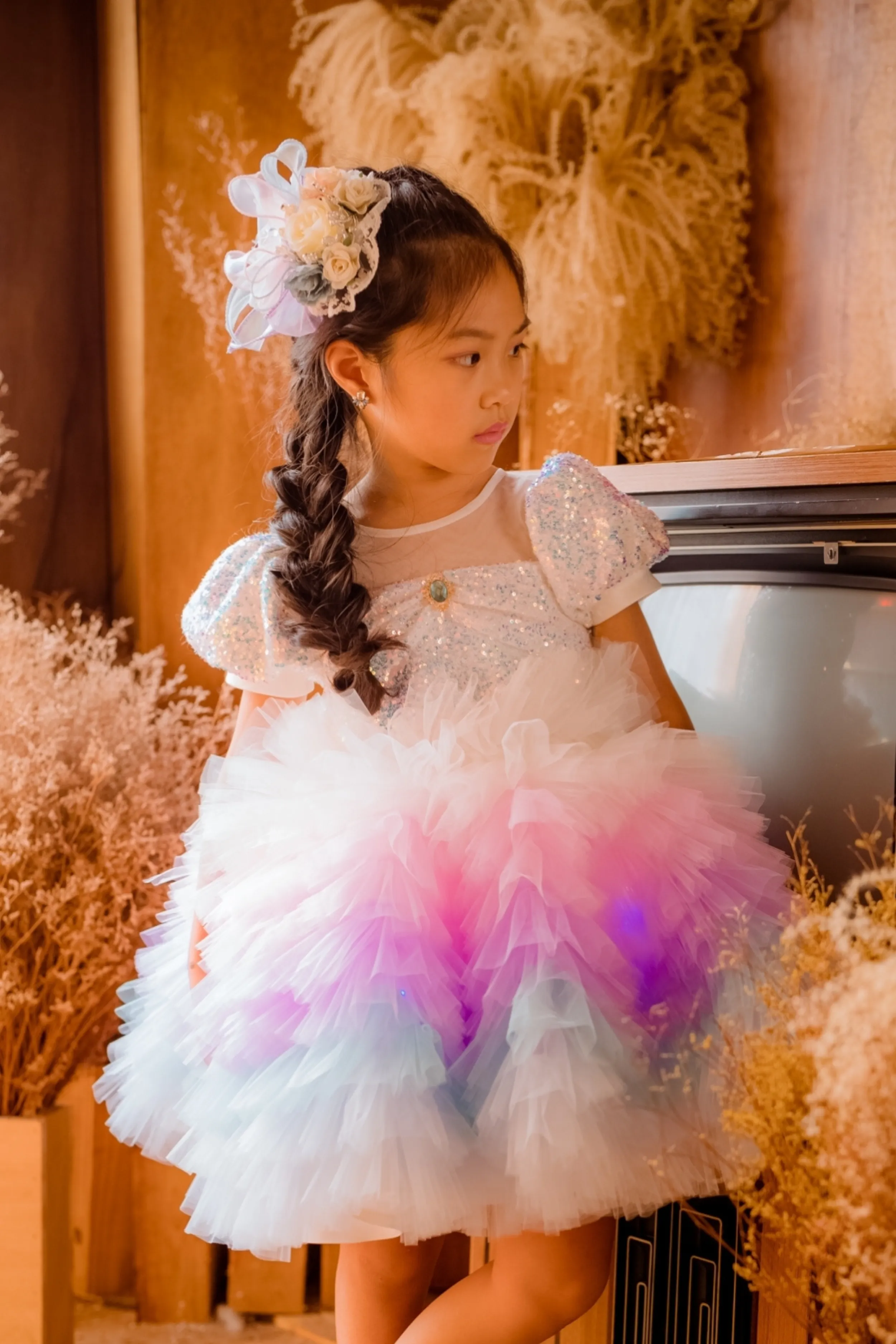 White Sugar Plum Fairy Ombre Tulle Dress