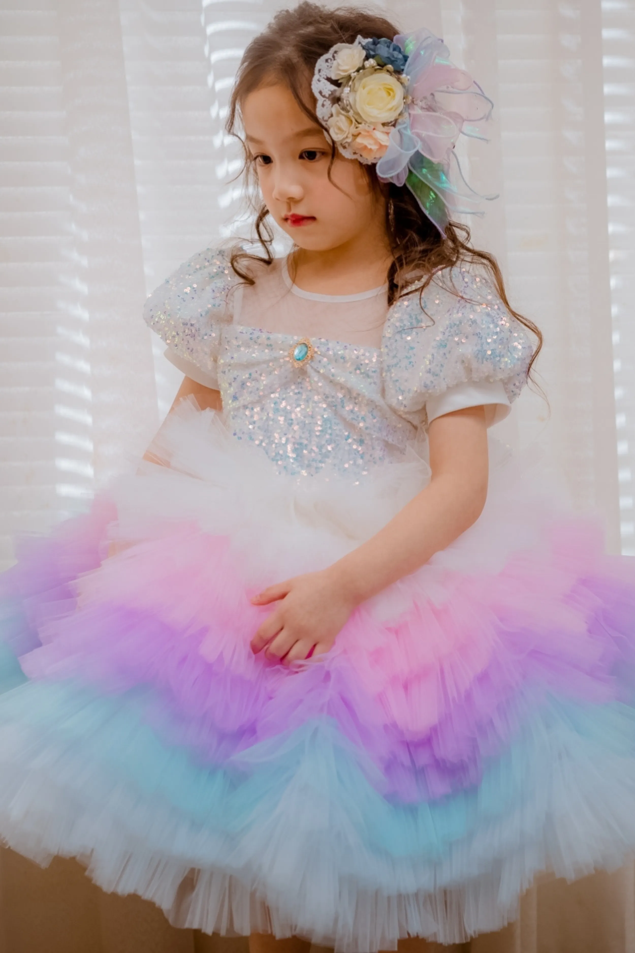 White Sugar Plum Fairy Ombre Tulle Dress