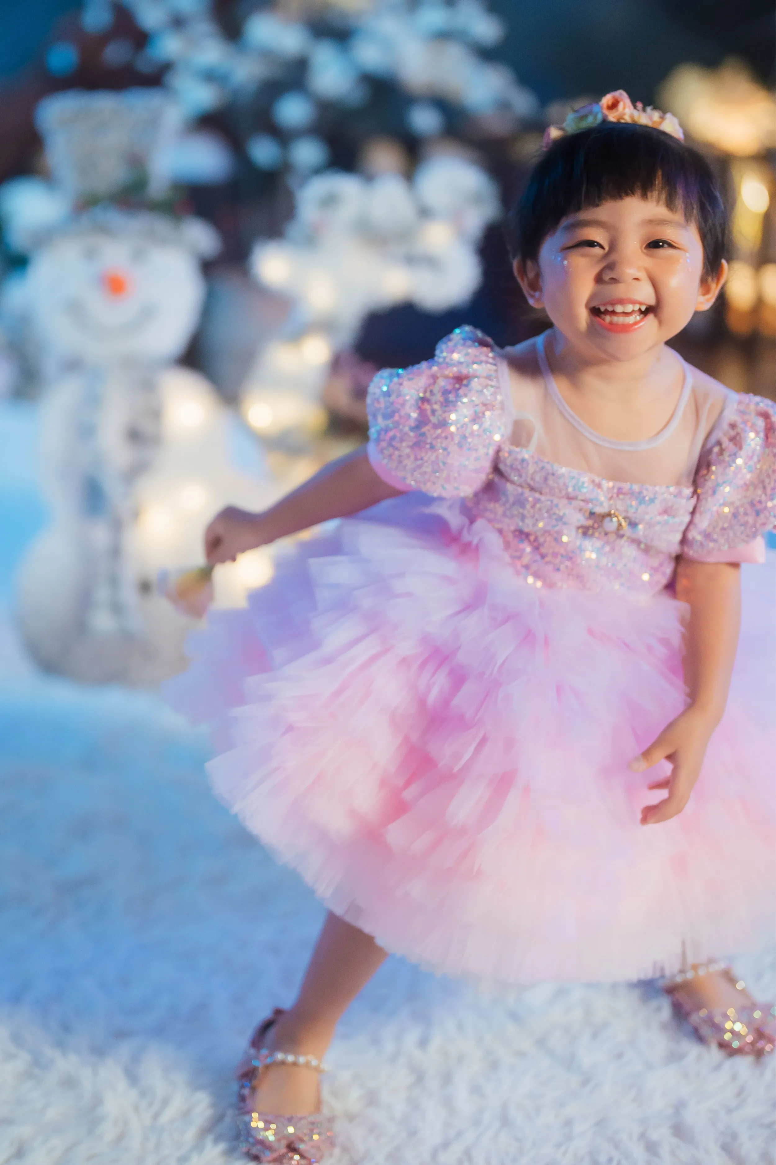 White Sugar Plum Fairy Ombre Tulle Dress