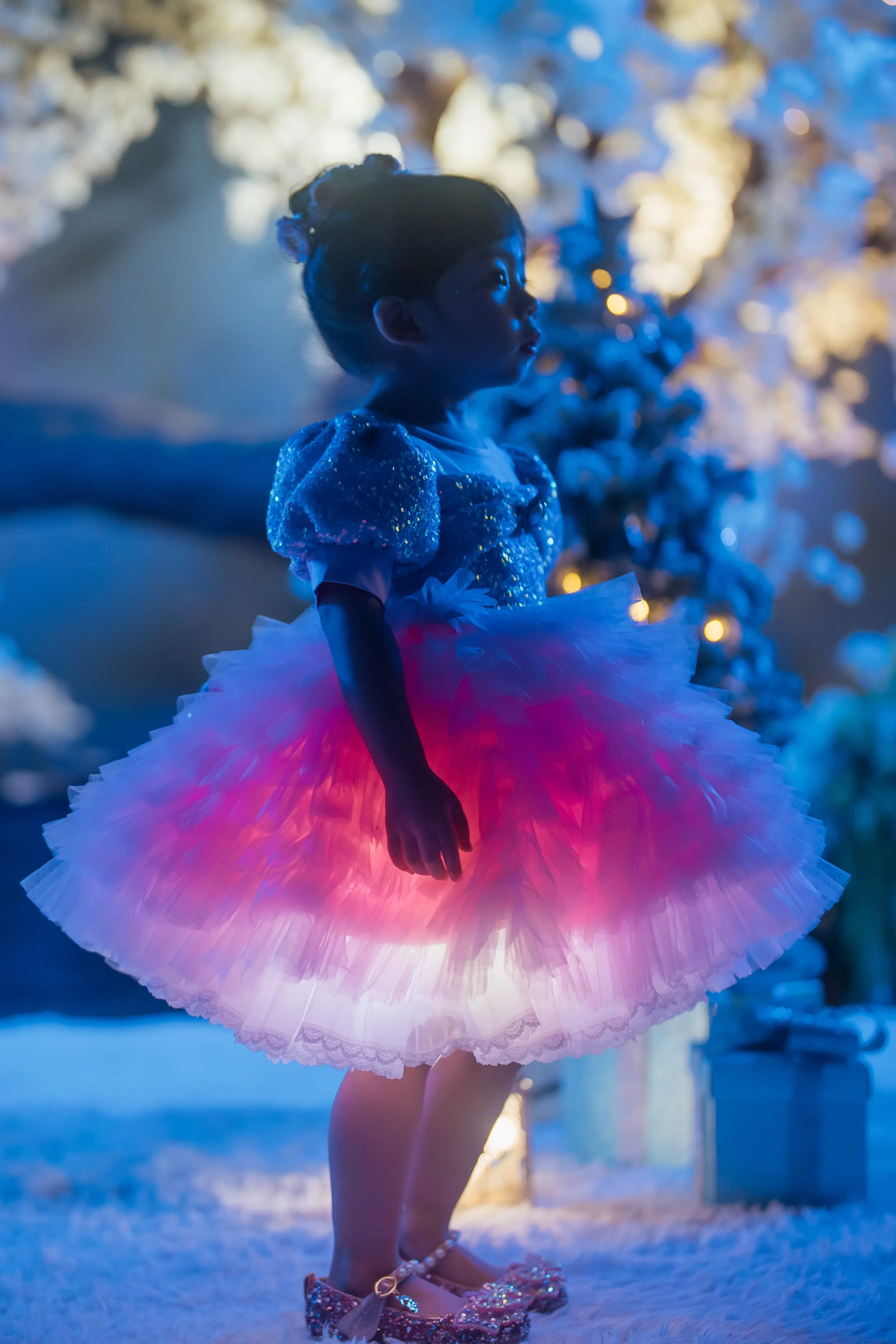 White Sugar Plum Fairy Ombre Tulle Dress