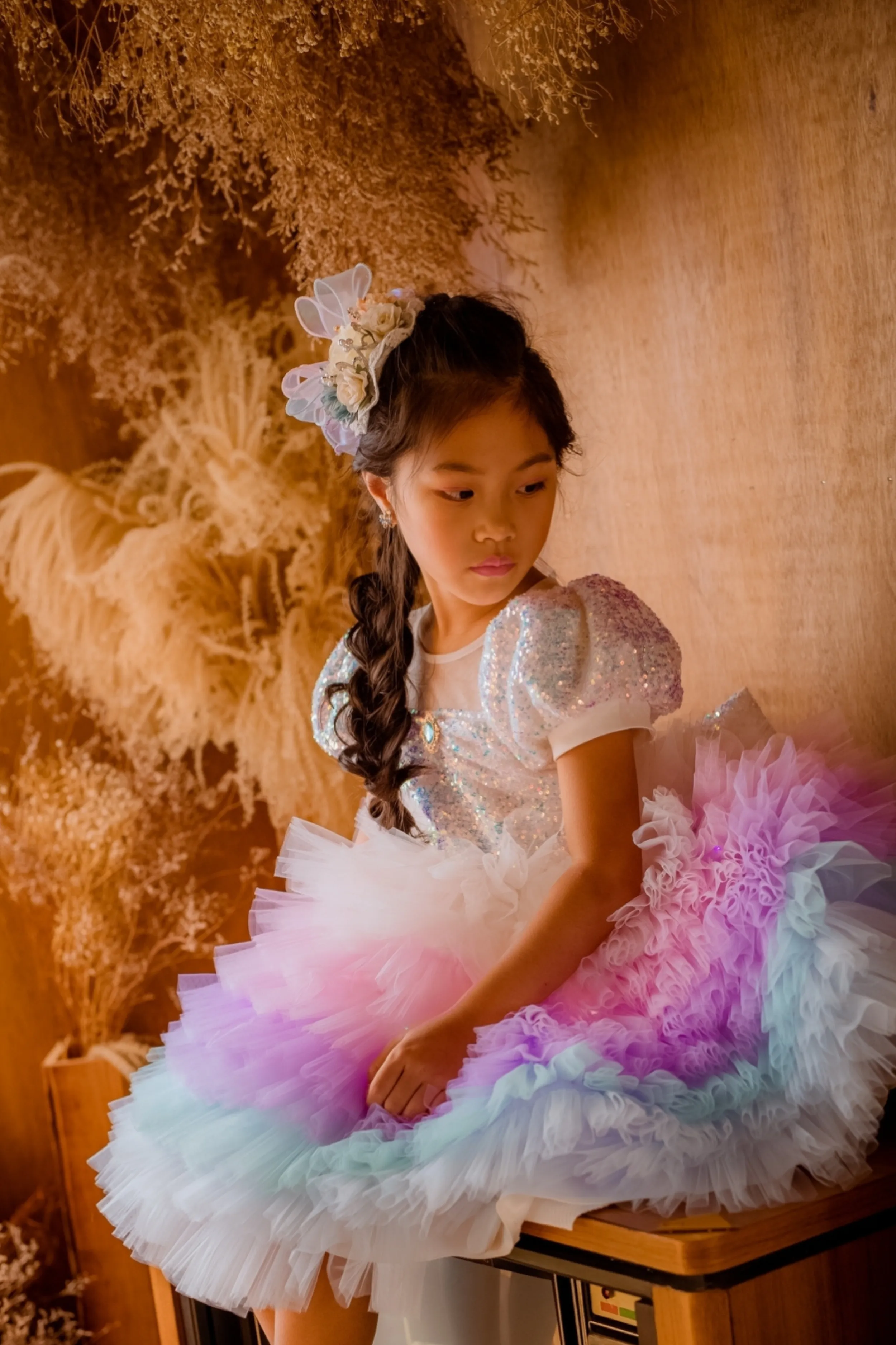 White Sugar Plum Fairy Ombre Tulle Dress
