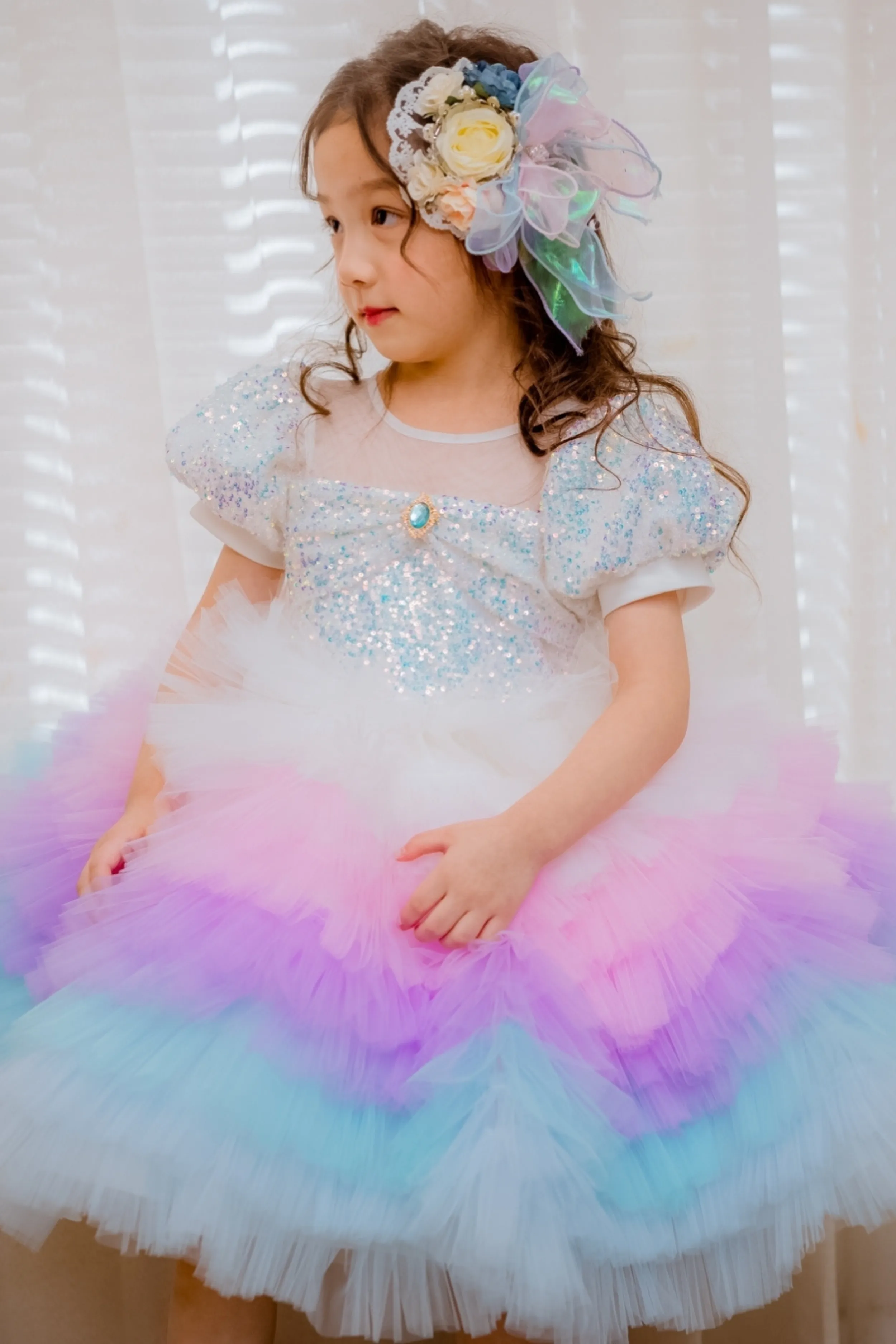 White Sugar Plum Fairy Ombre Tulle Dress