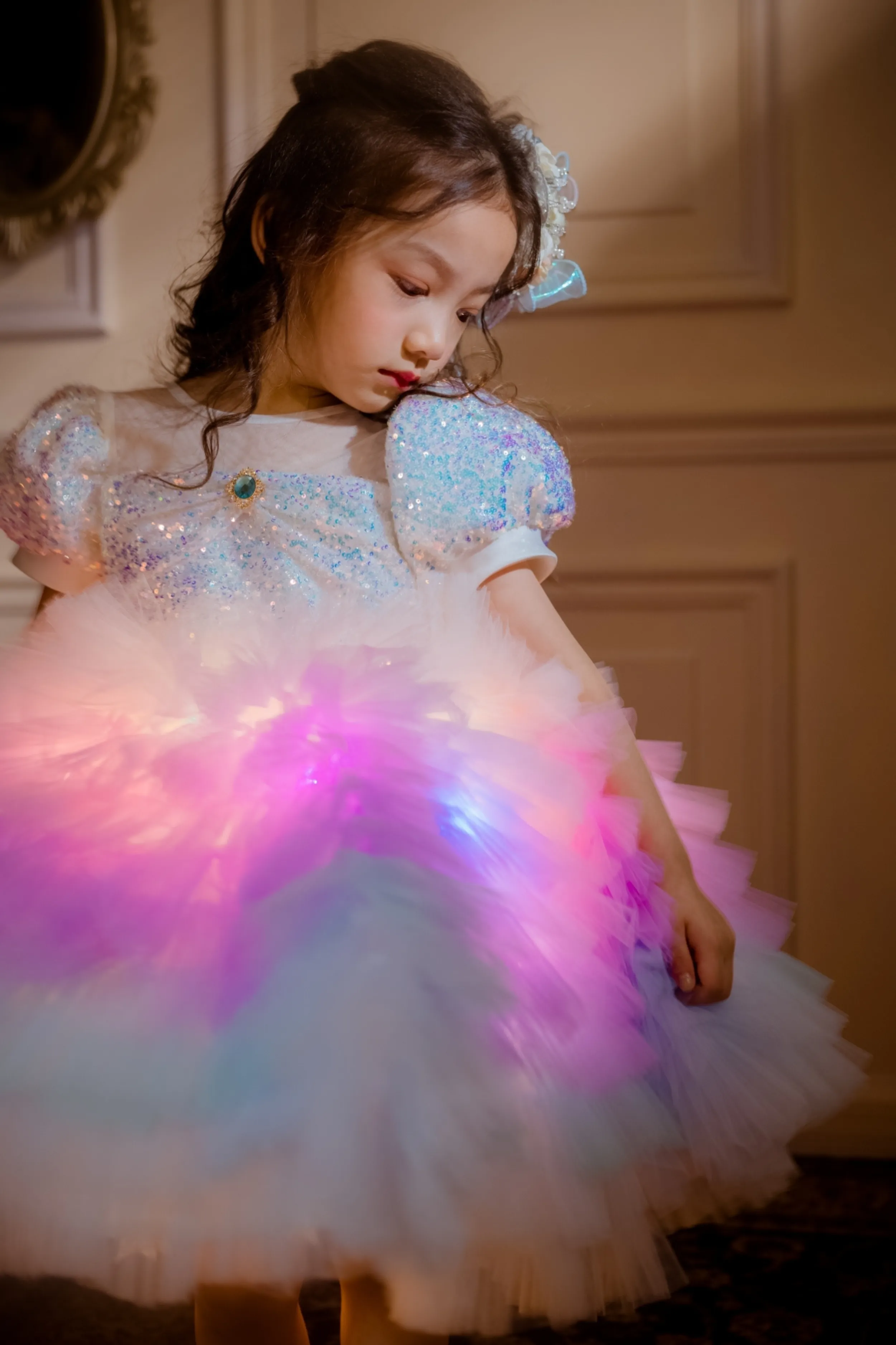 White Sugar Plum Fairy Ombre Tulle Dress