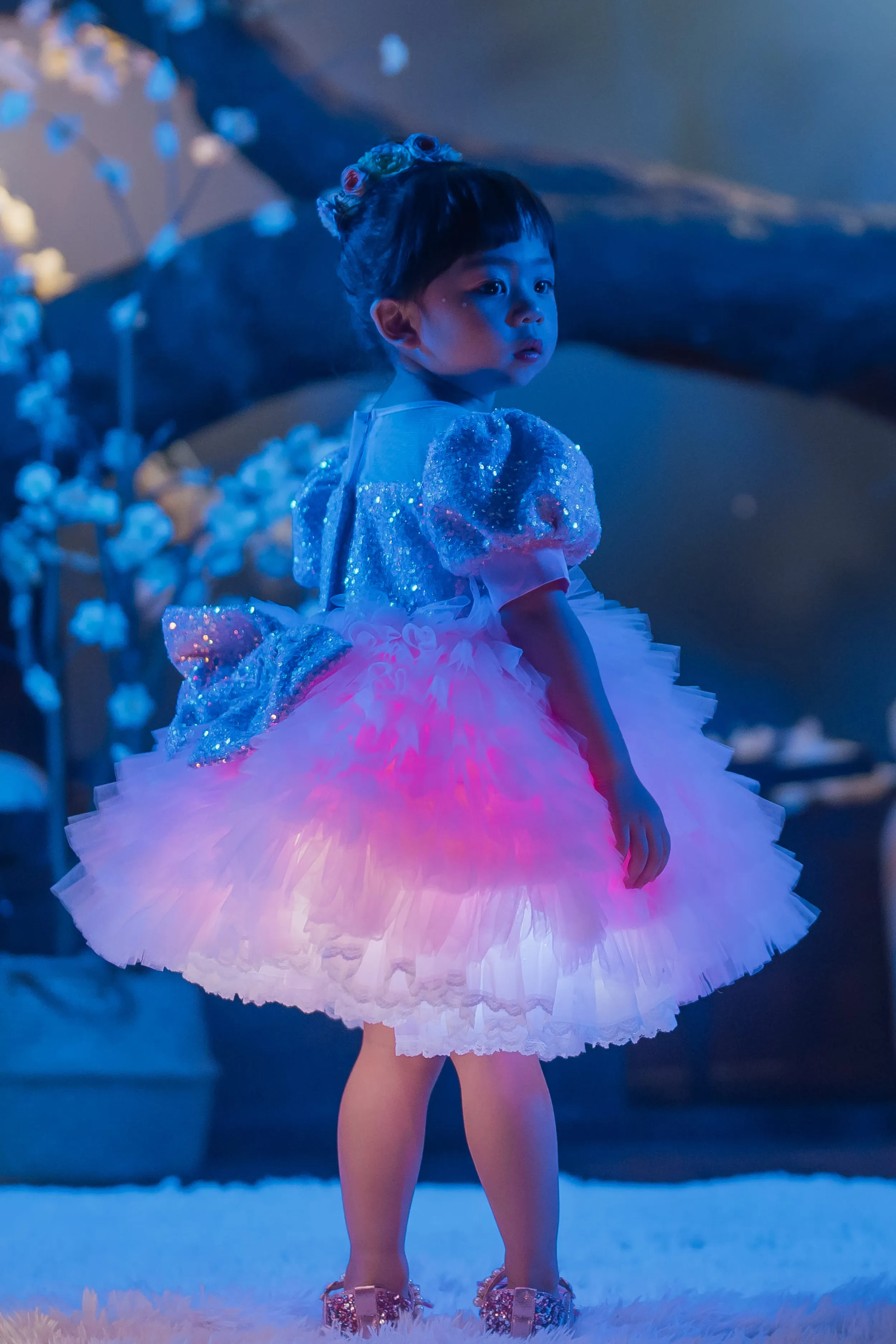 White Sugar Plum Fairy Ombre Tulle Dress