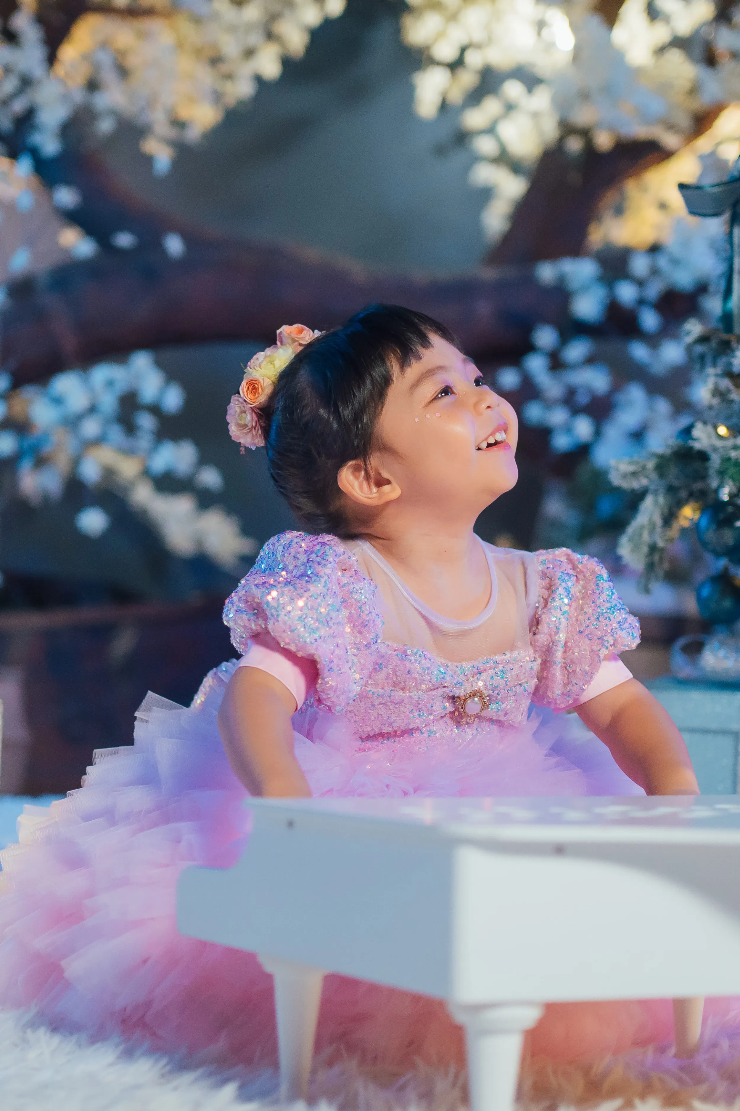 White Sugar Plum Fairy Ombre Tulle Dress