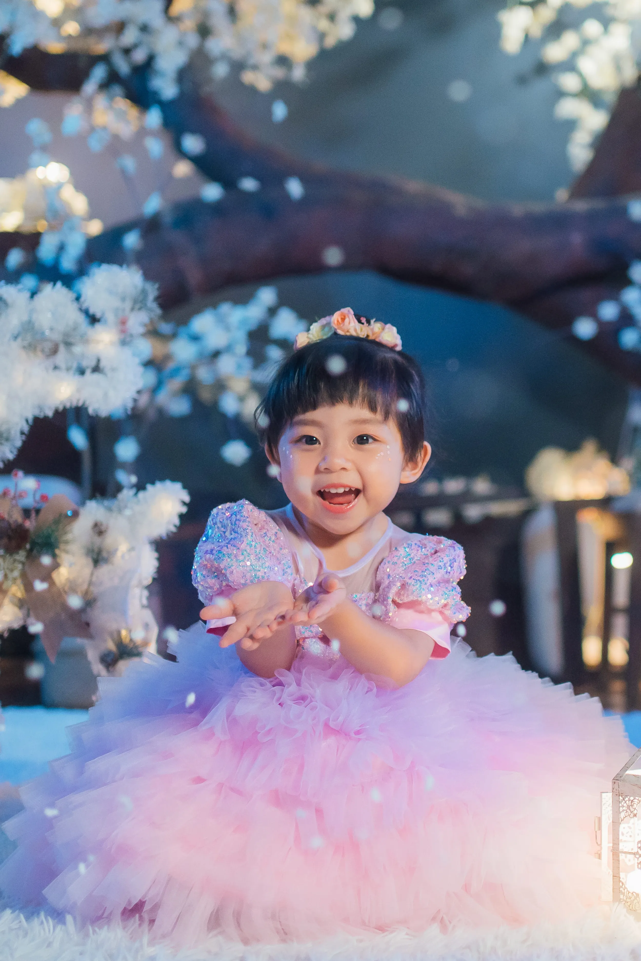White Sugar Plum Fairy Ombre Tulle Dress