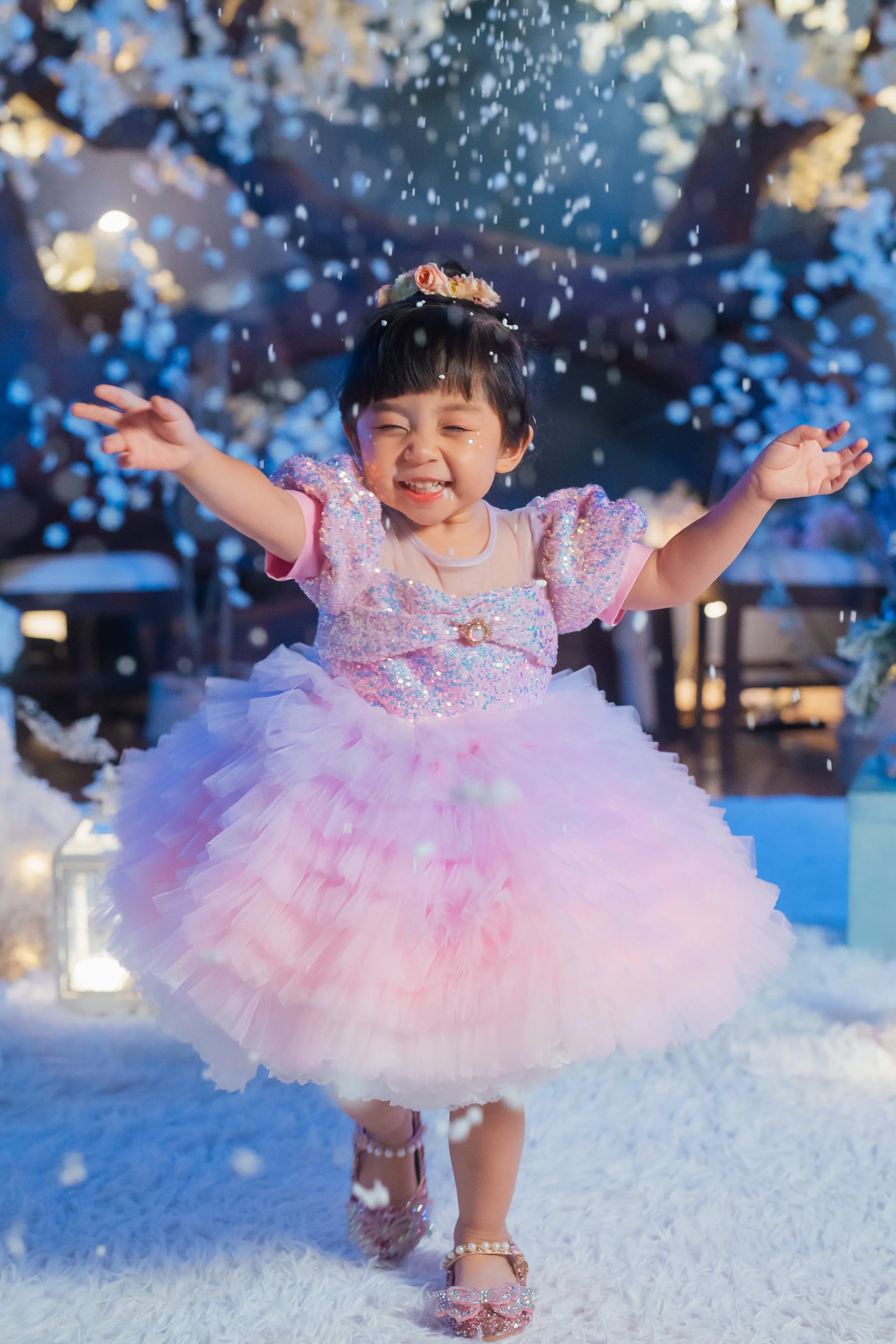 White Sugar Plum Fairy Ombre Tulle Dress