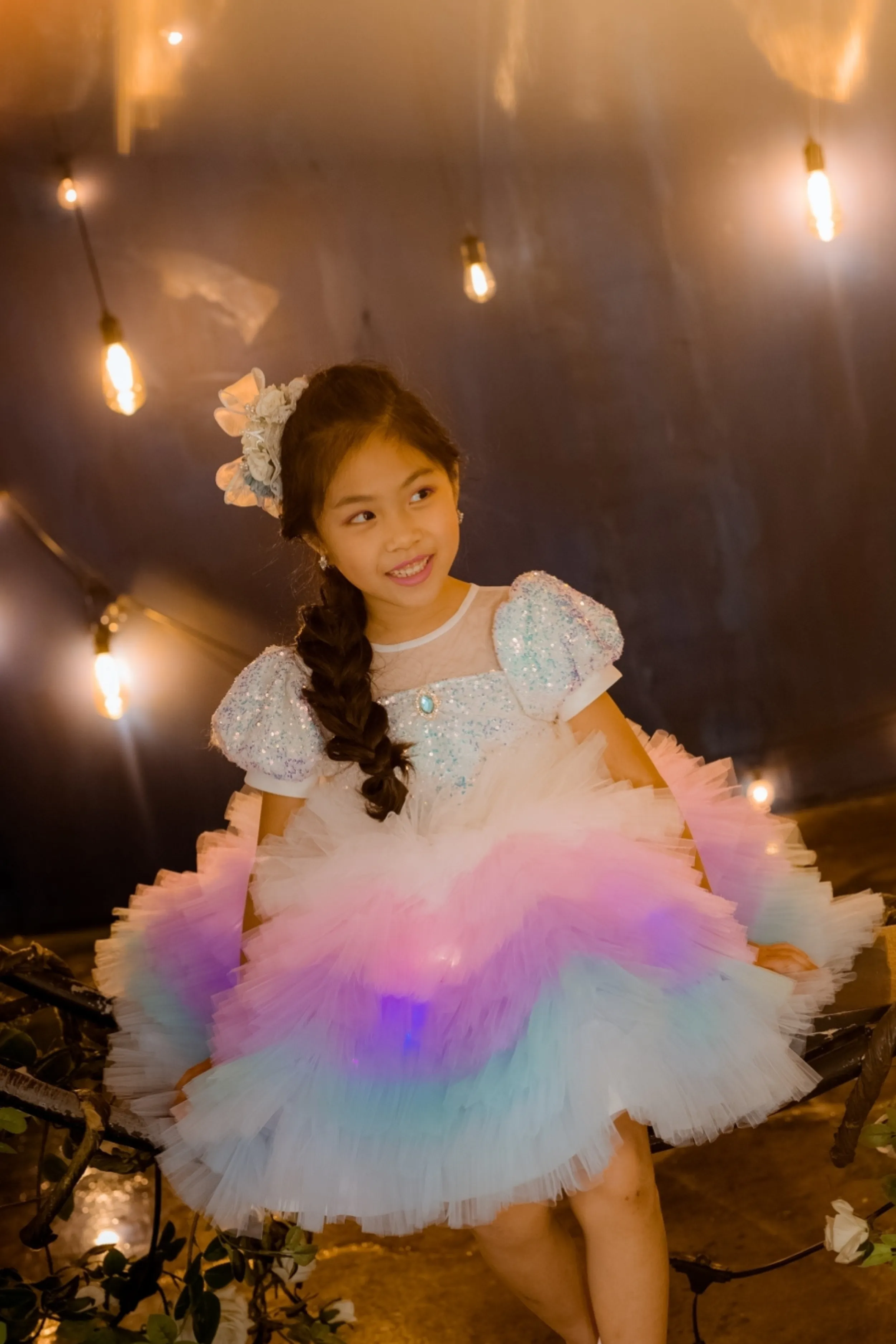 White Sugar Plum Fairy Ombre Tulle Dress