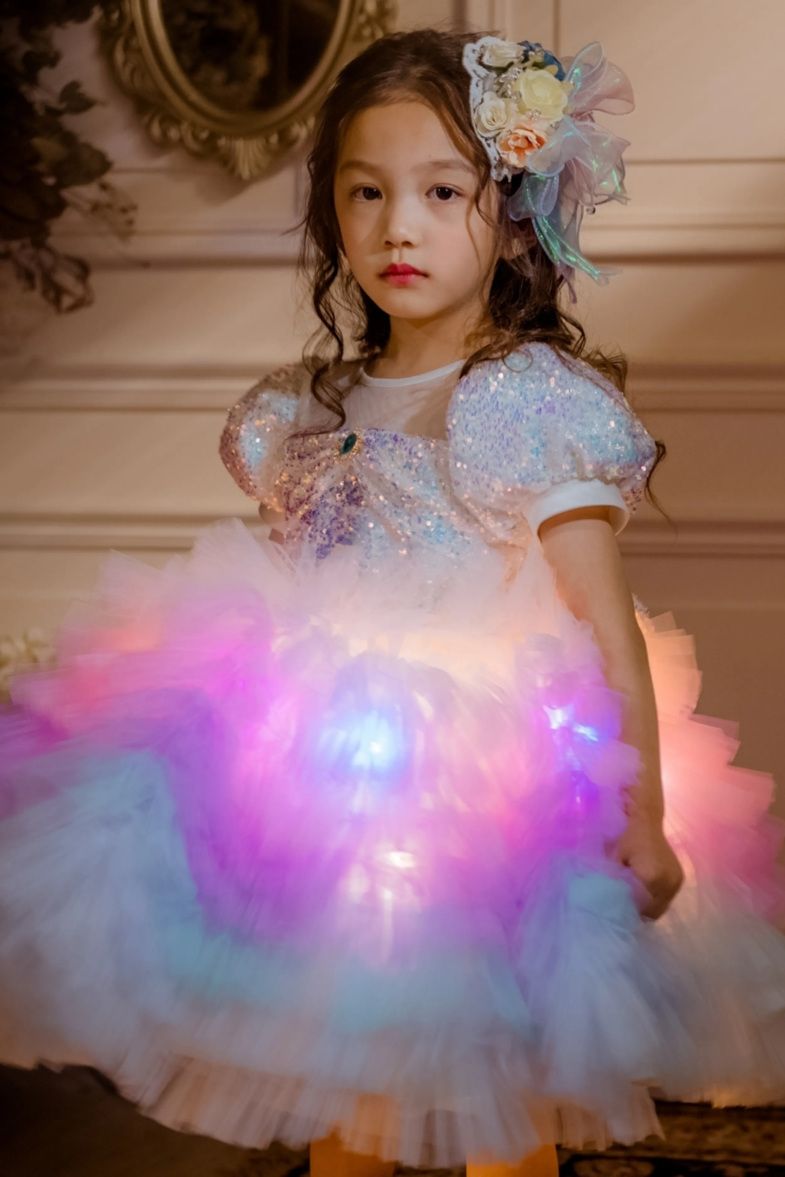 White Sugar Plum Fairy Ombre Tulle Dress