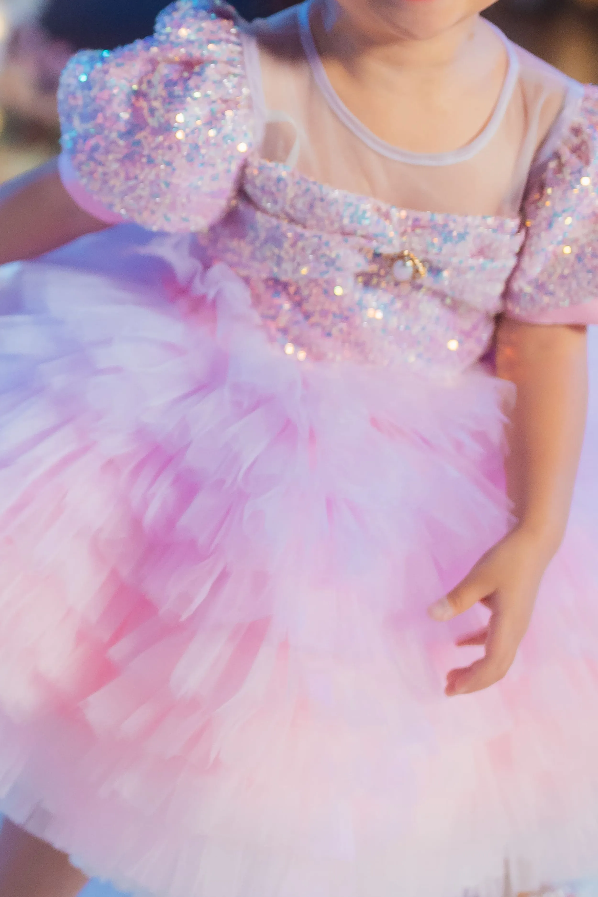 White Sugar Plum Fairy Ombre Tulle Dress