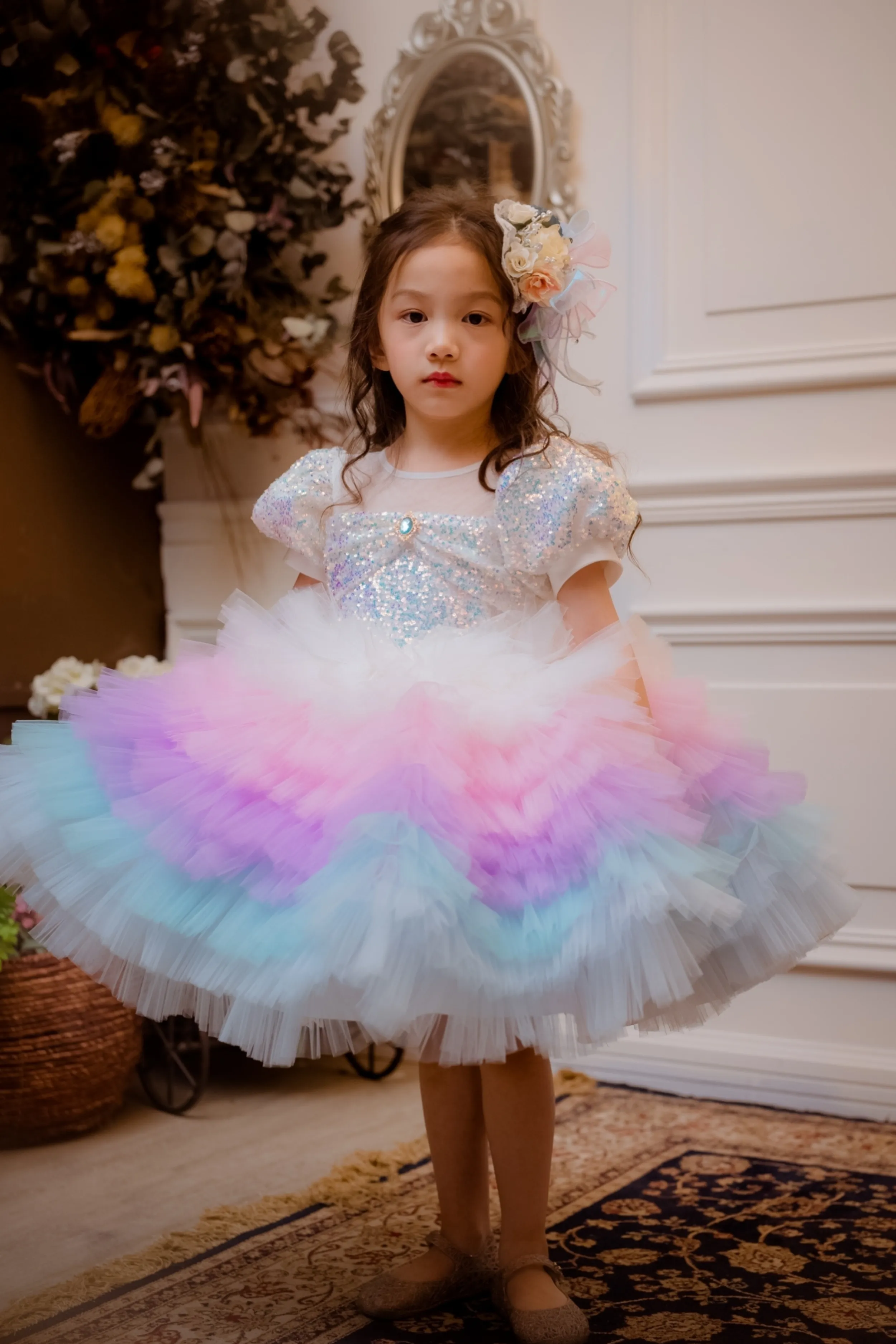 White Sugar Plum Fairy Ombre Tulle Dress