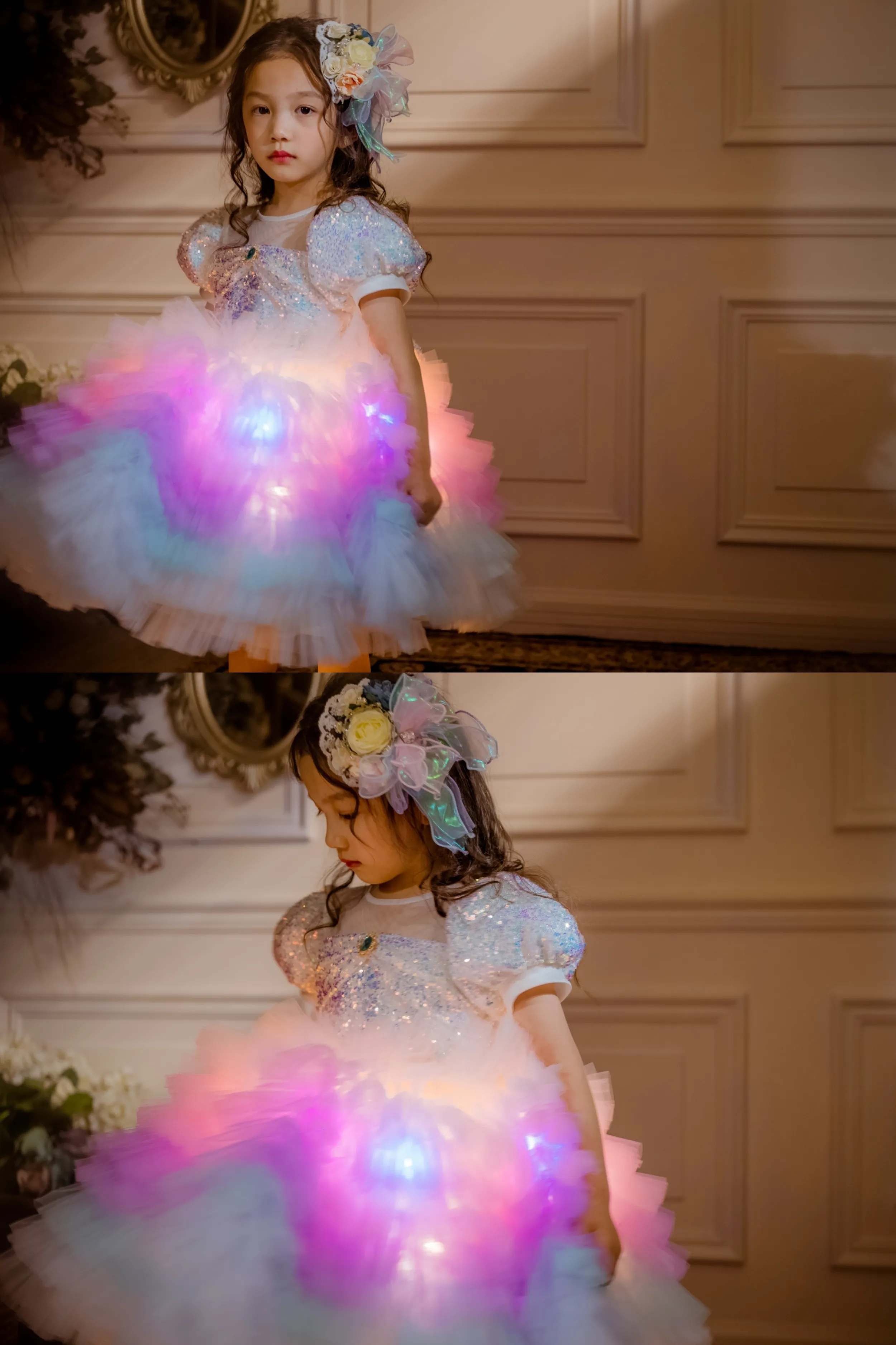 White Sugar Plum Fairy Ombre Tulle Dress