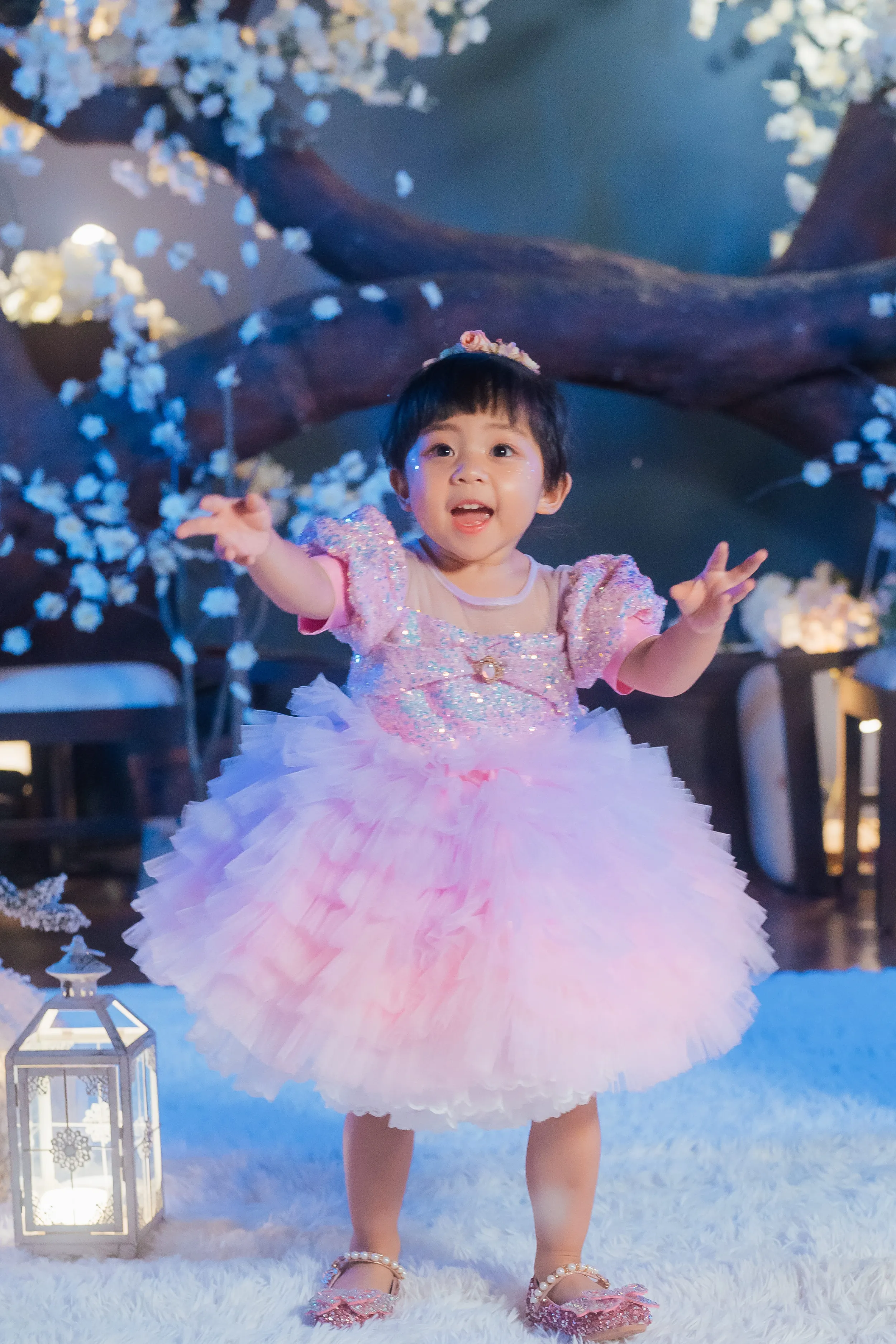 White Sugar Plum Fairy Ombre Tulle Dress