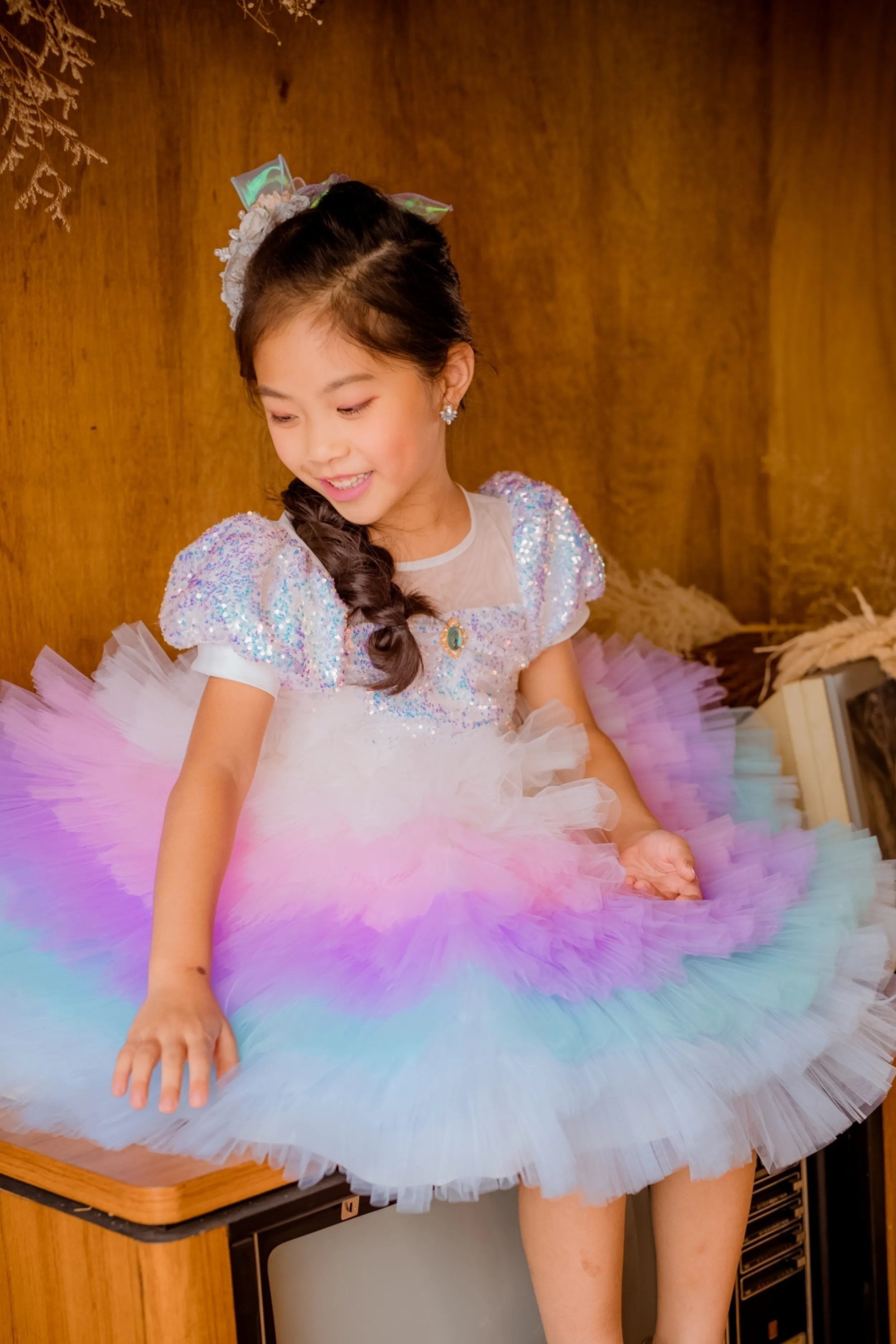 White Sugar Plum Fairy Ombre Tulle Dress