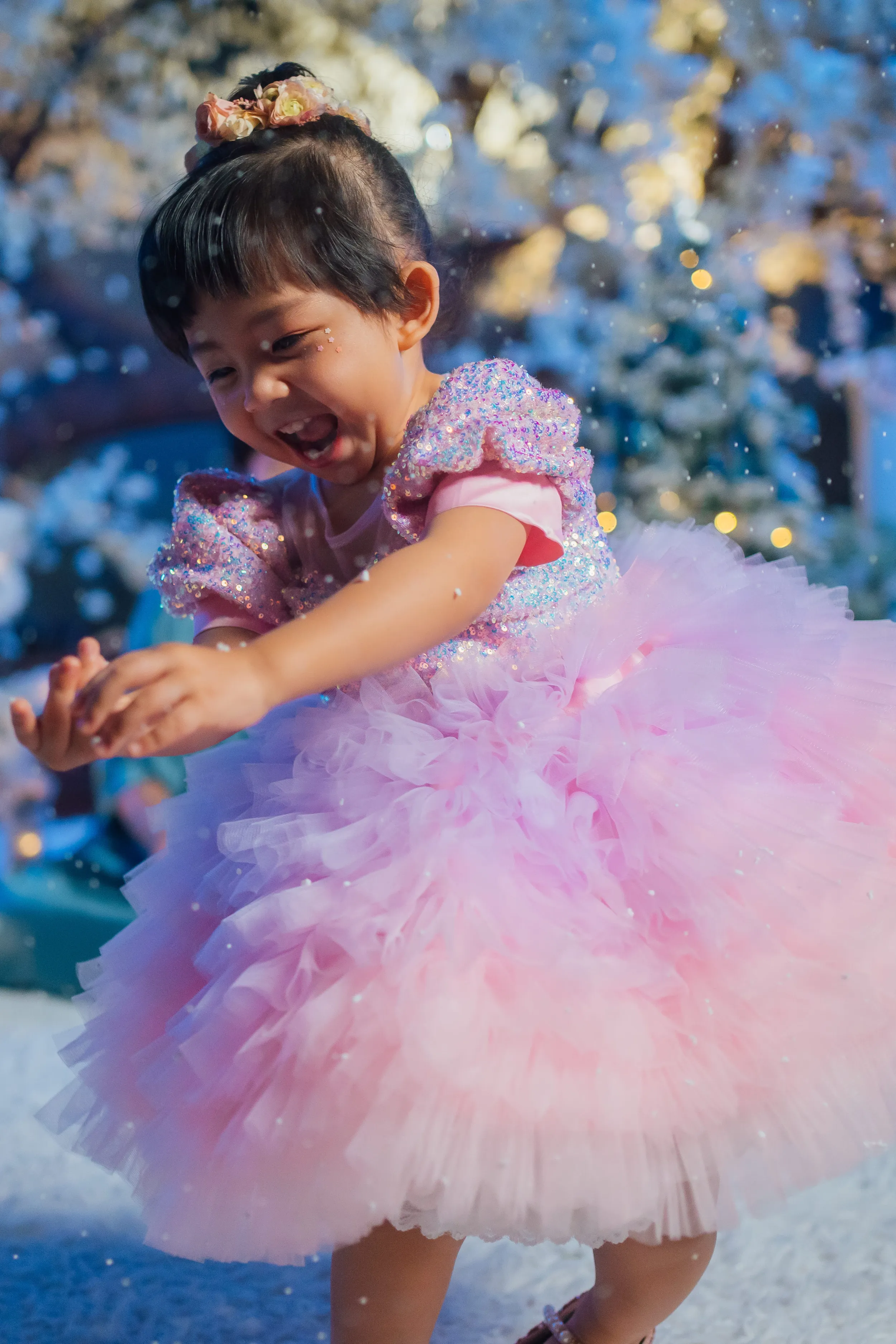 White Sugar Plum Fairy Ombre Tulle Dress