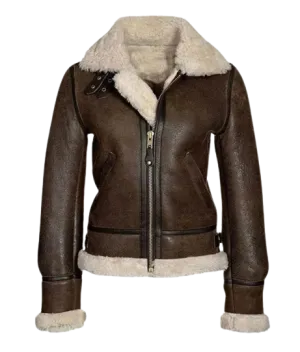 Womens Nayeli RAF Aviator Real Leather Lambskin Jacket